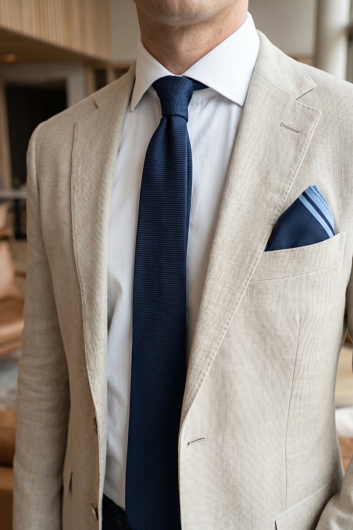Navy Solid Structure Tie Set