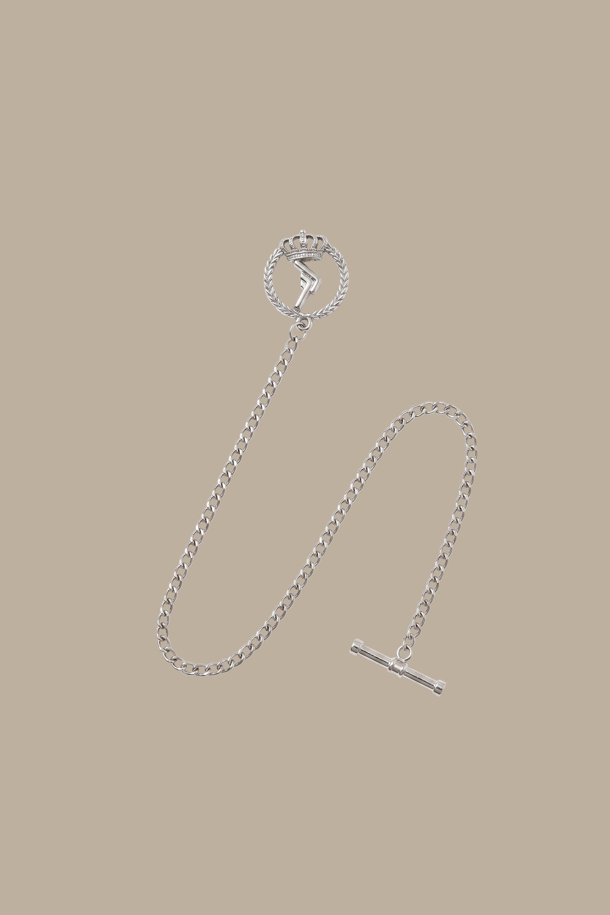 Pin Chain Crown Circle Brooch