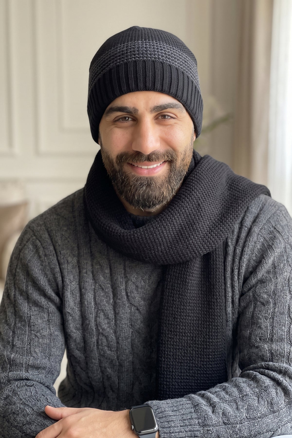 Striped Beanie & Scarf Set