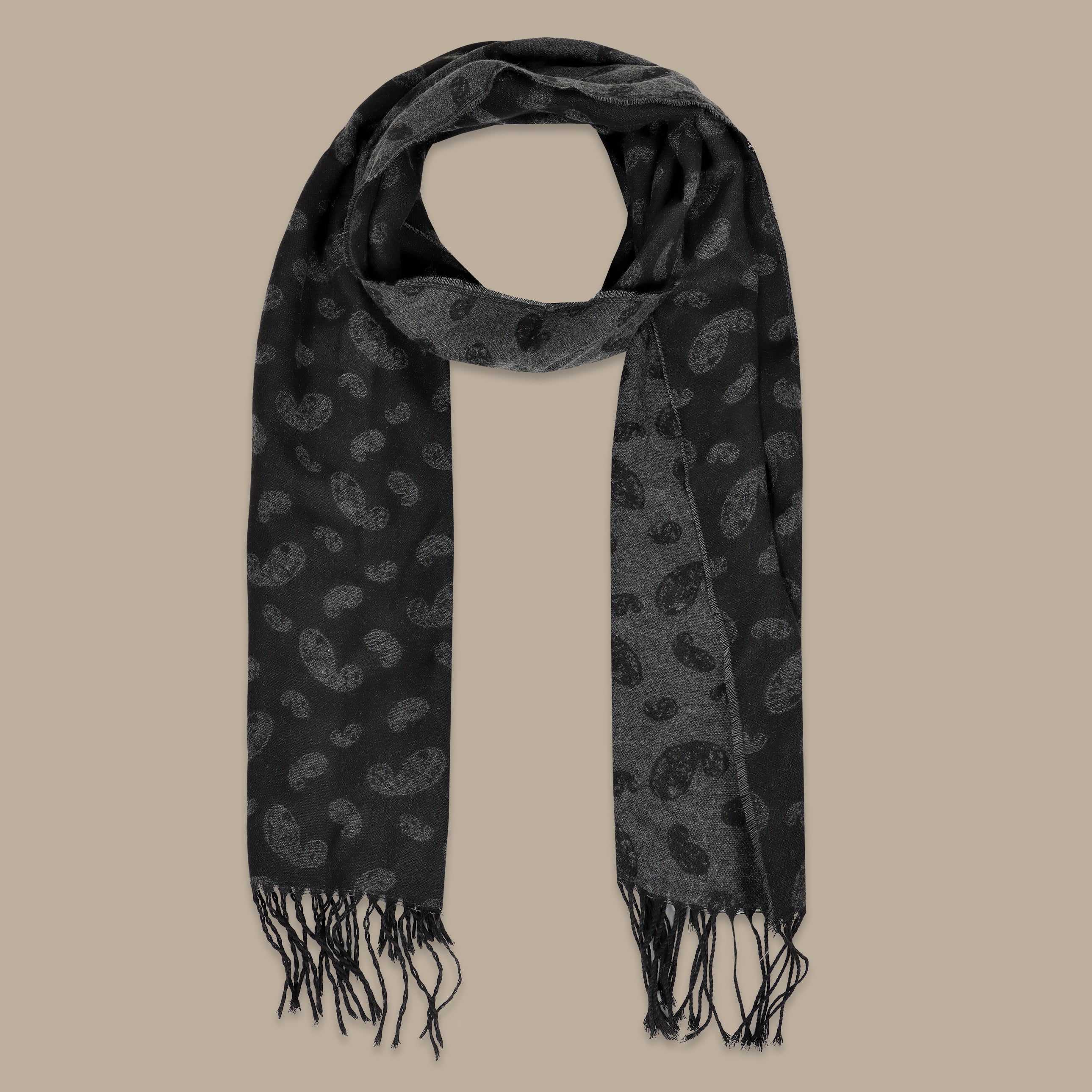 Black Printed Cashmere Scarf