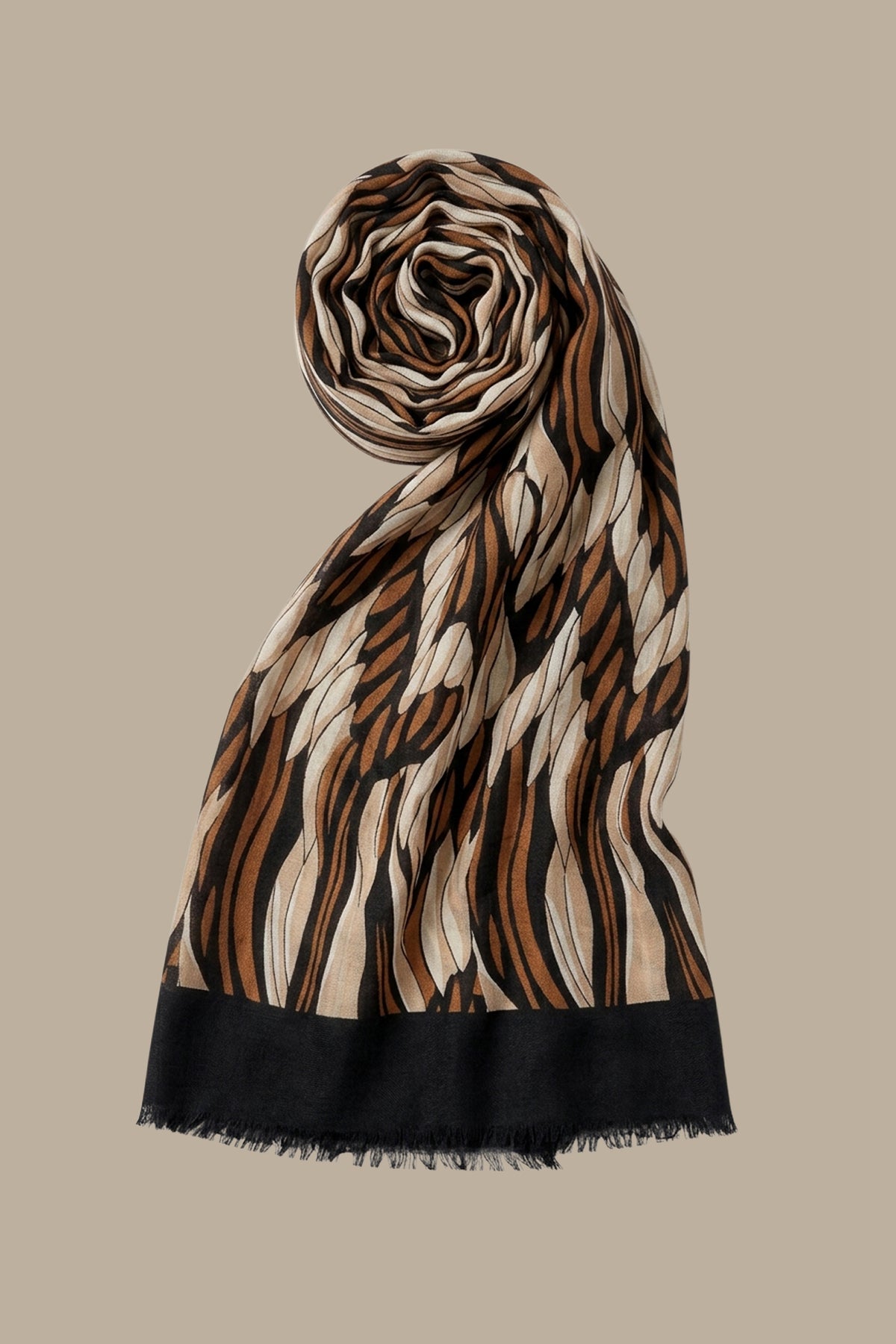 Beige Scarf with Zigzag Ribbed Design