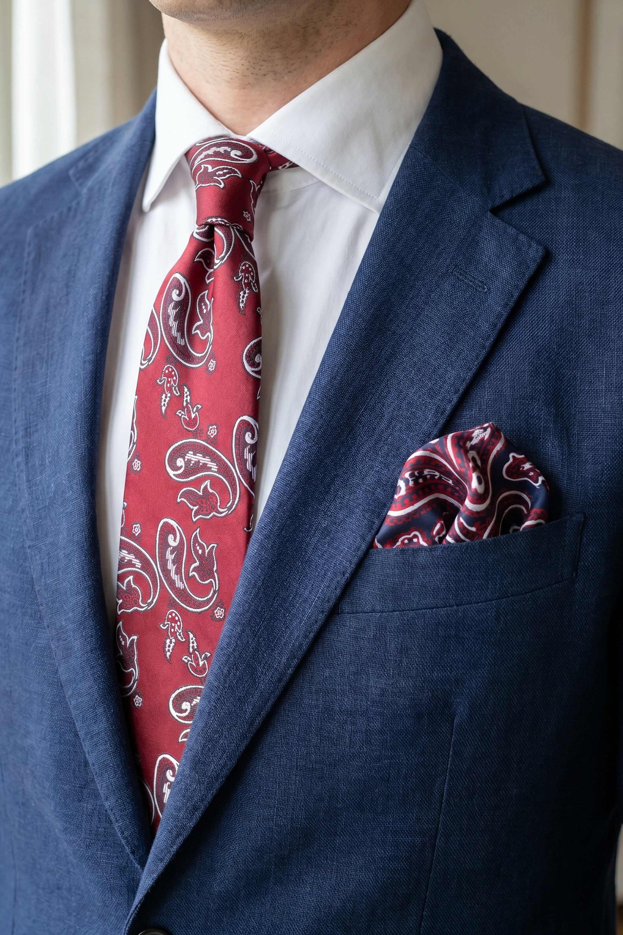 2-Piece Black Cashmere Print Tie Set - Burgundy