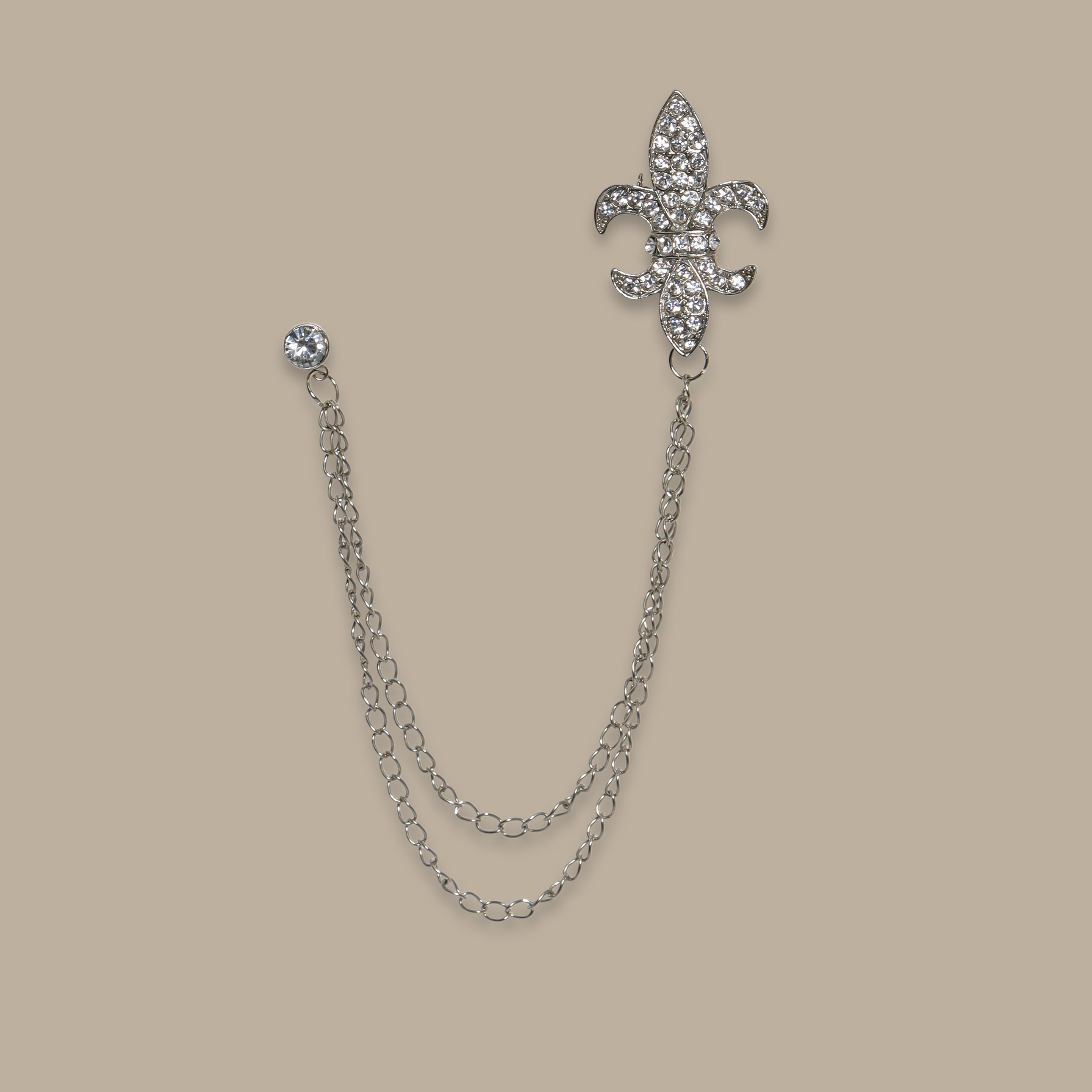 Pin Chain London Badge Strass Silver