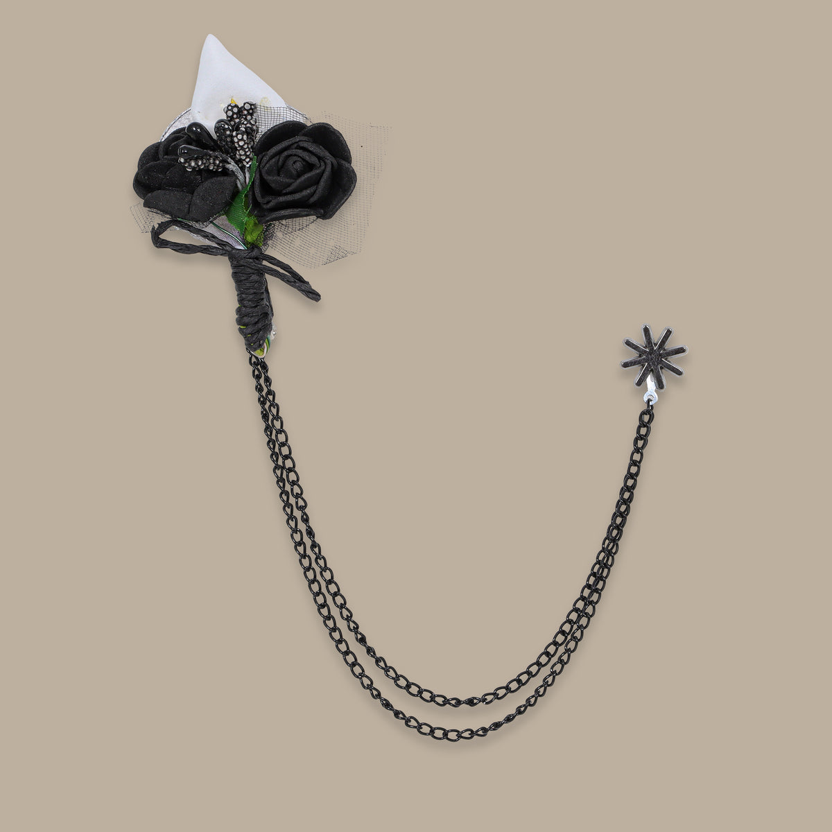 Pin Chain Flower - White & Black