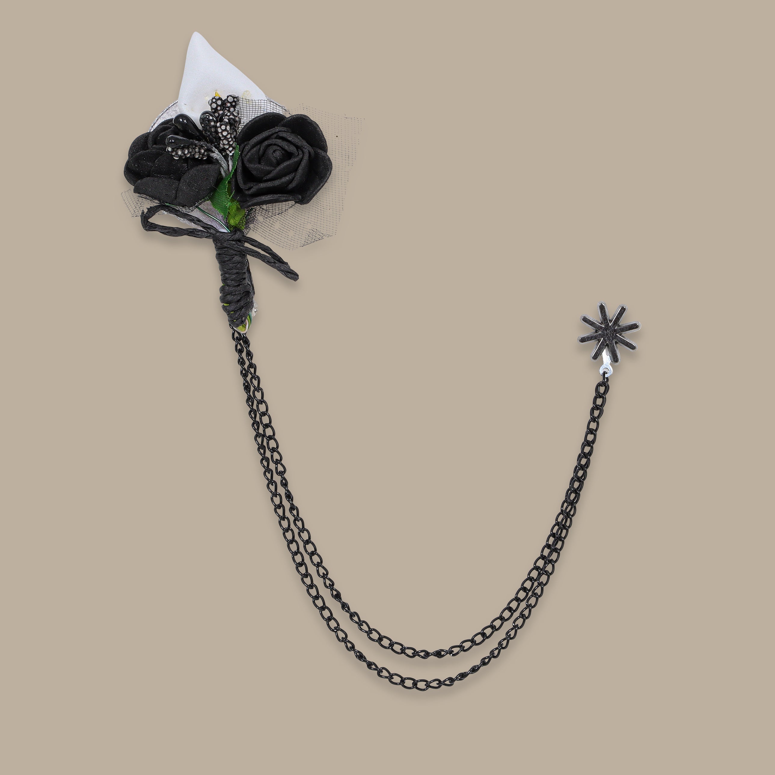 Pin Chain Flower - White & Black