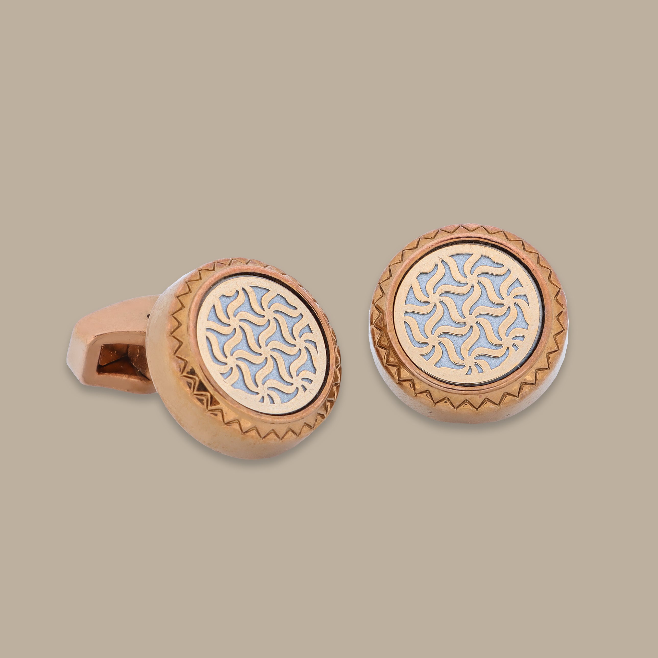 Gold Triangle Round Cufflinks
