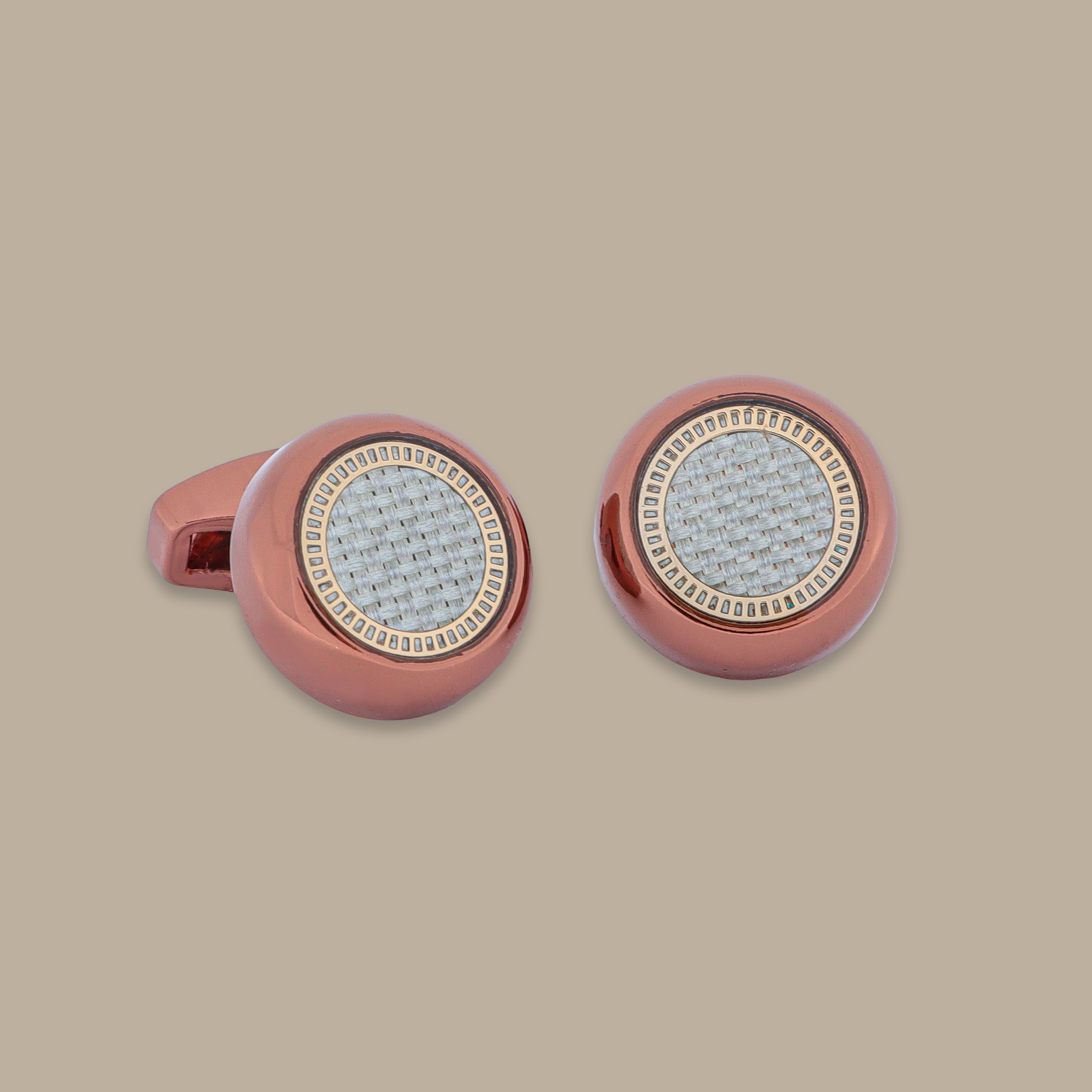 Crystal Round Rose Gold Cufflinks