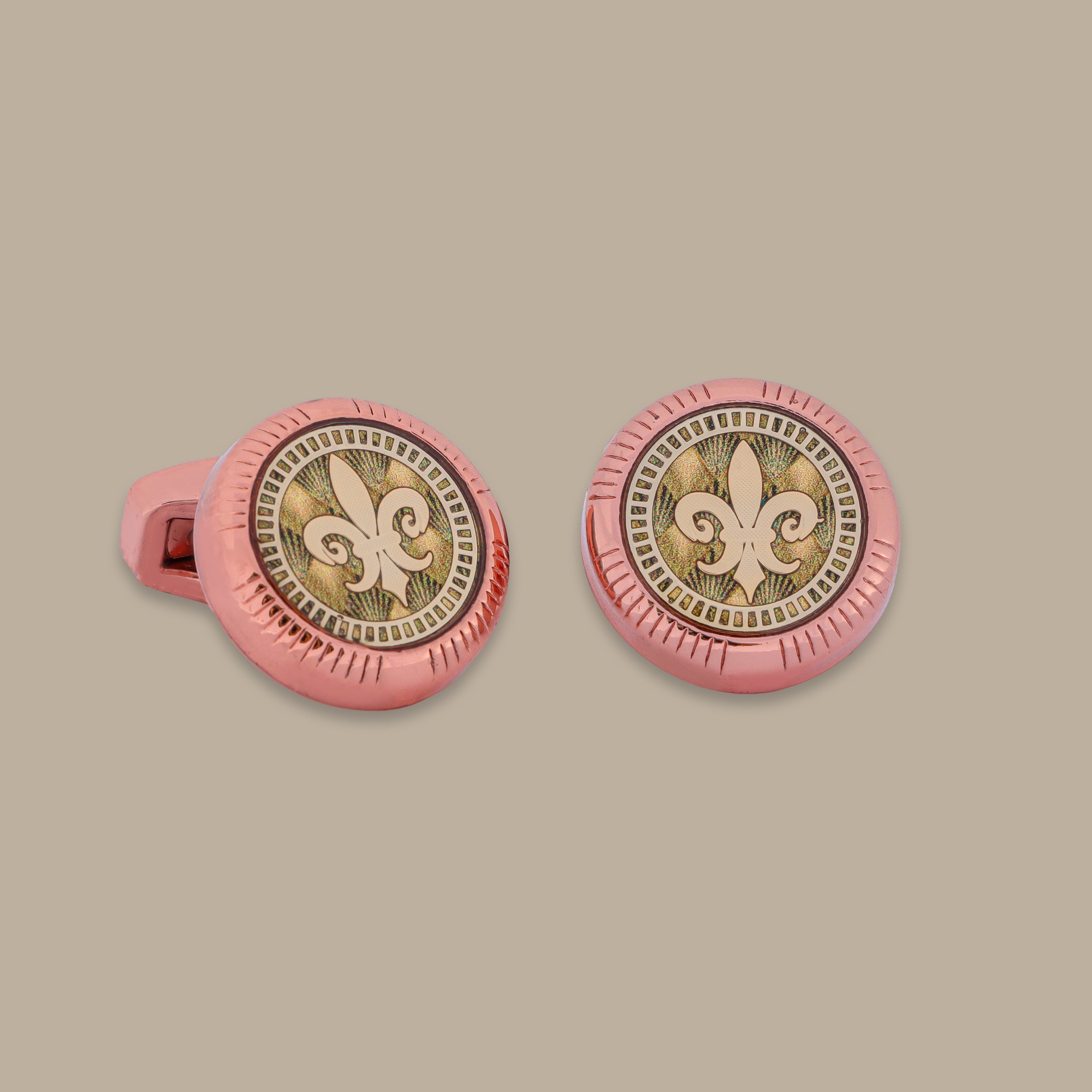 London Badge Round Cufflinks - Rose Gold