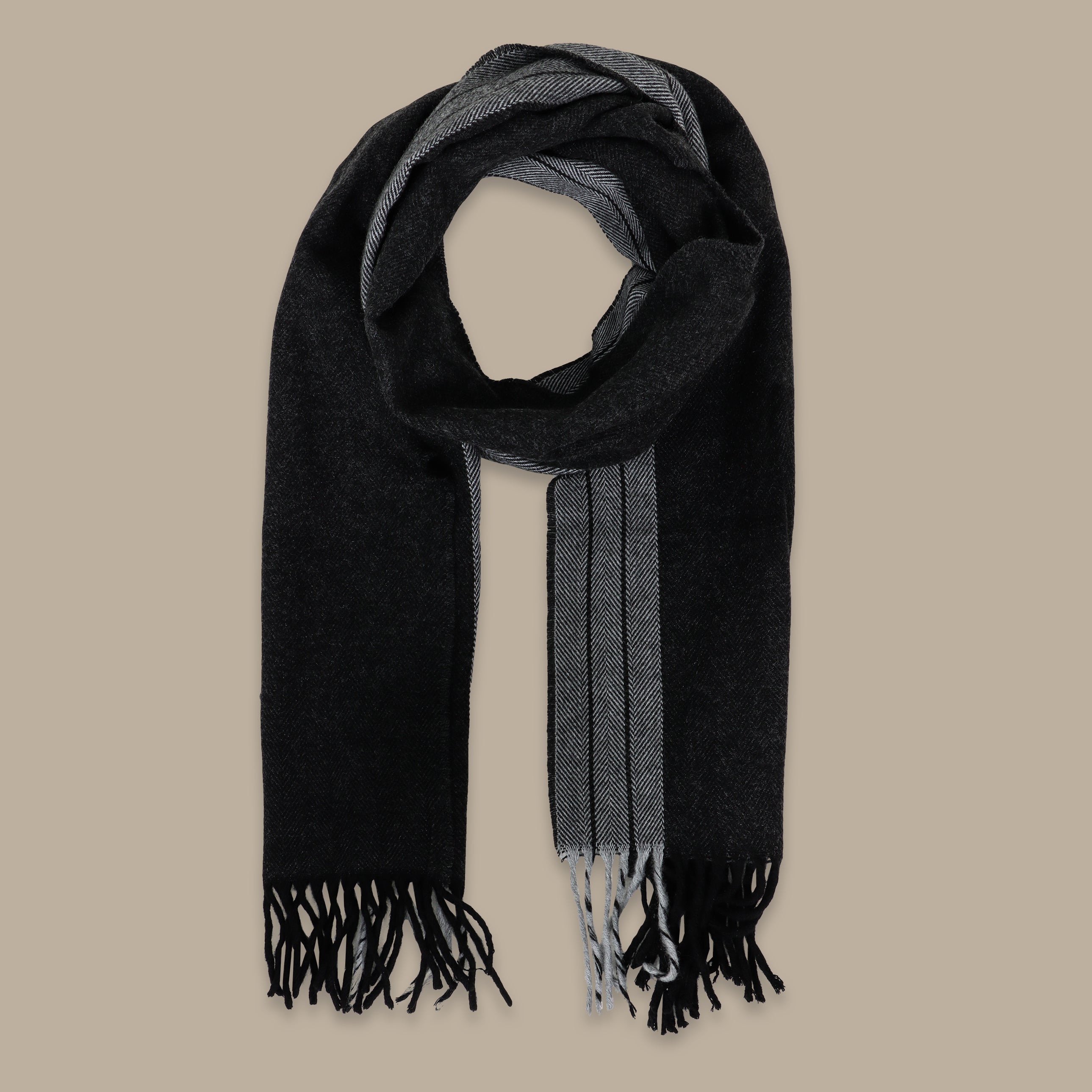 Black Herringbone Scarf