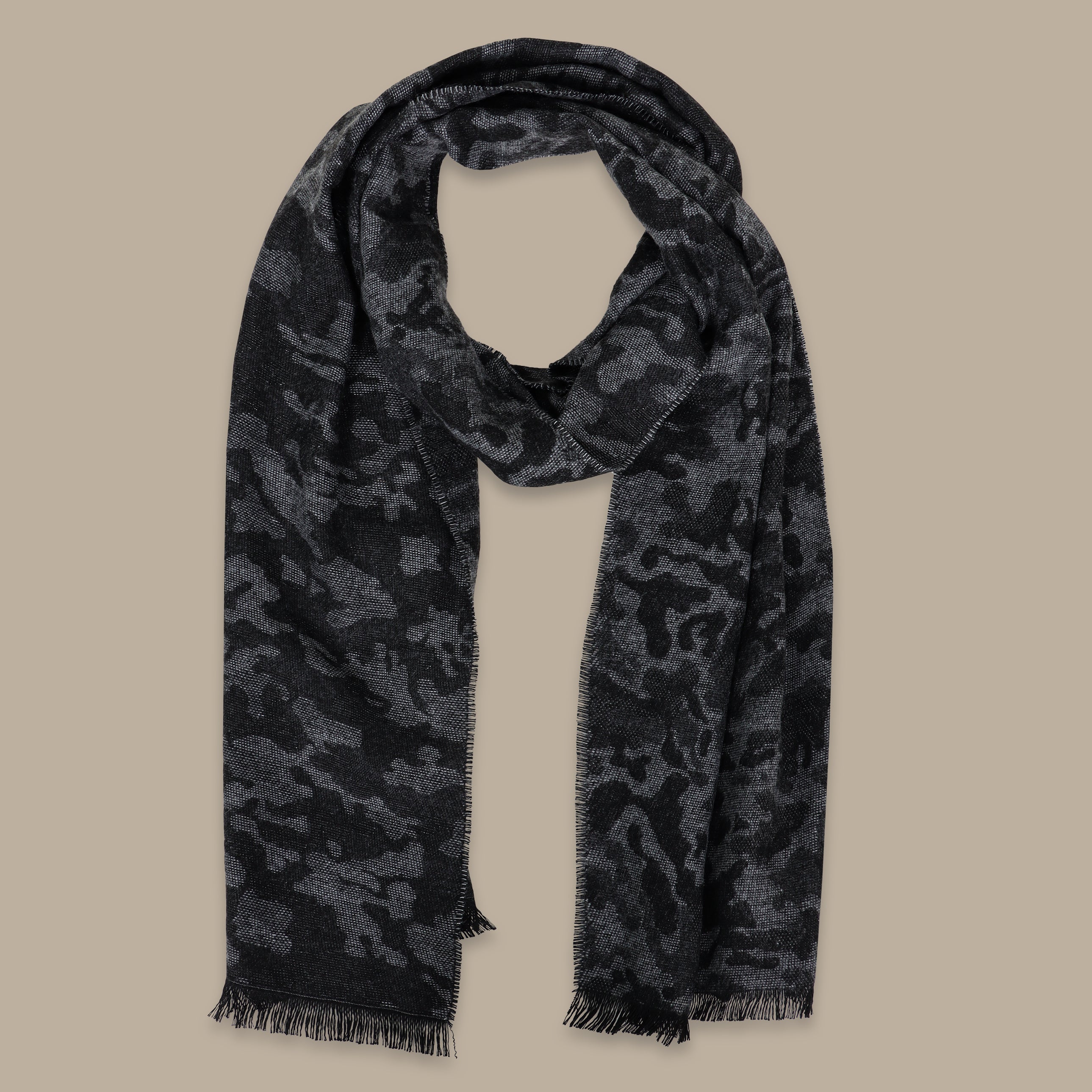 Camouflage Print Scarf in Dark Grey
