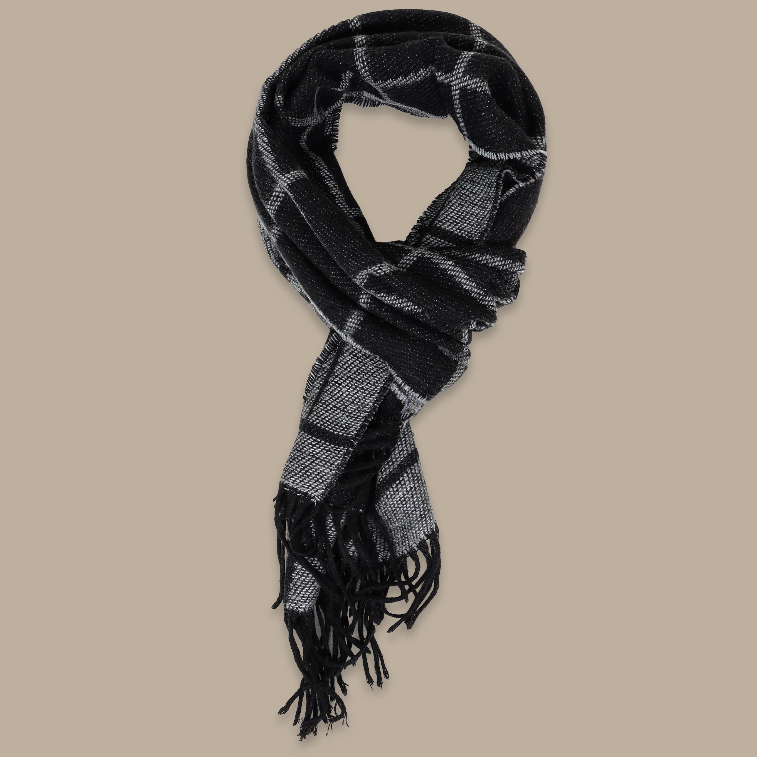 Black Big Checks Scarf