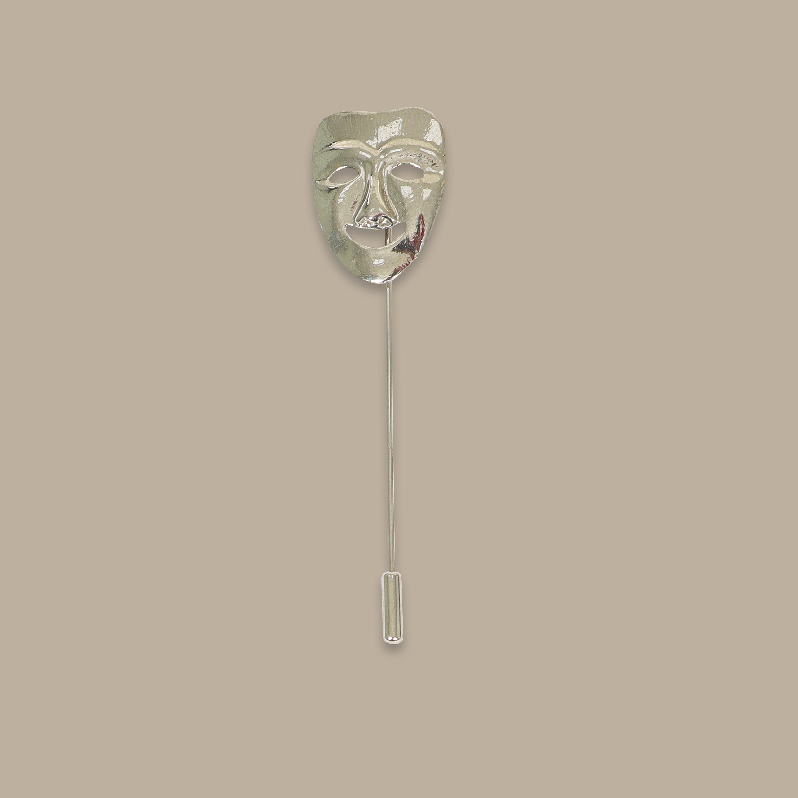 Silver Tone Mask Pin
