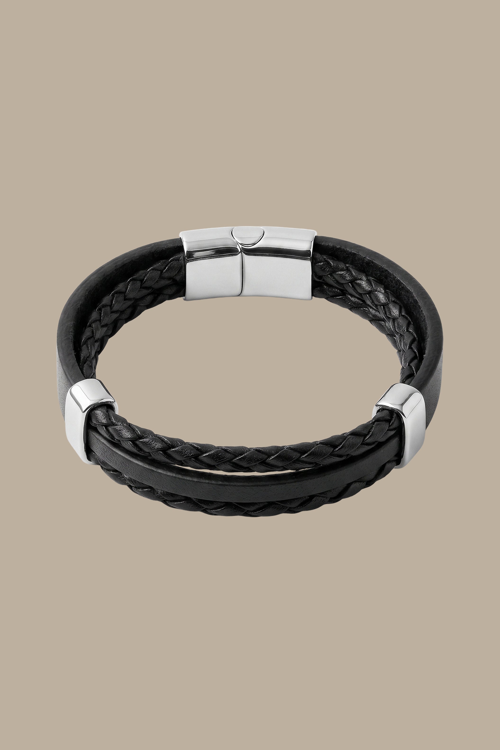 Black Leather Bracelet – Single Layer