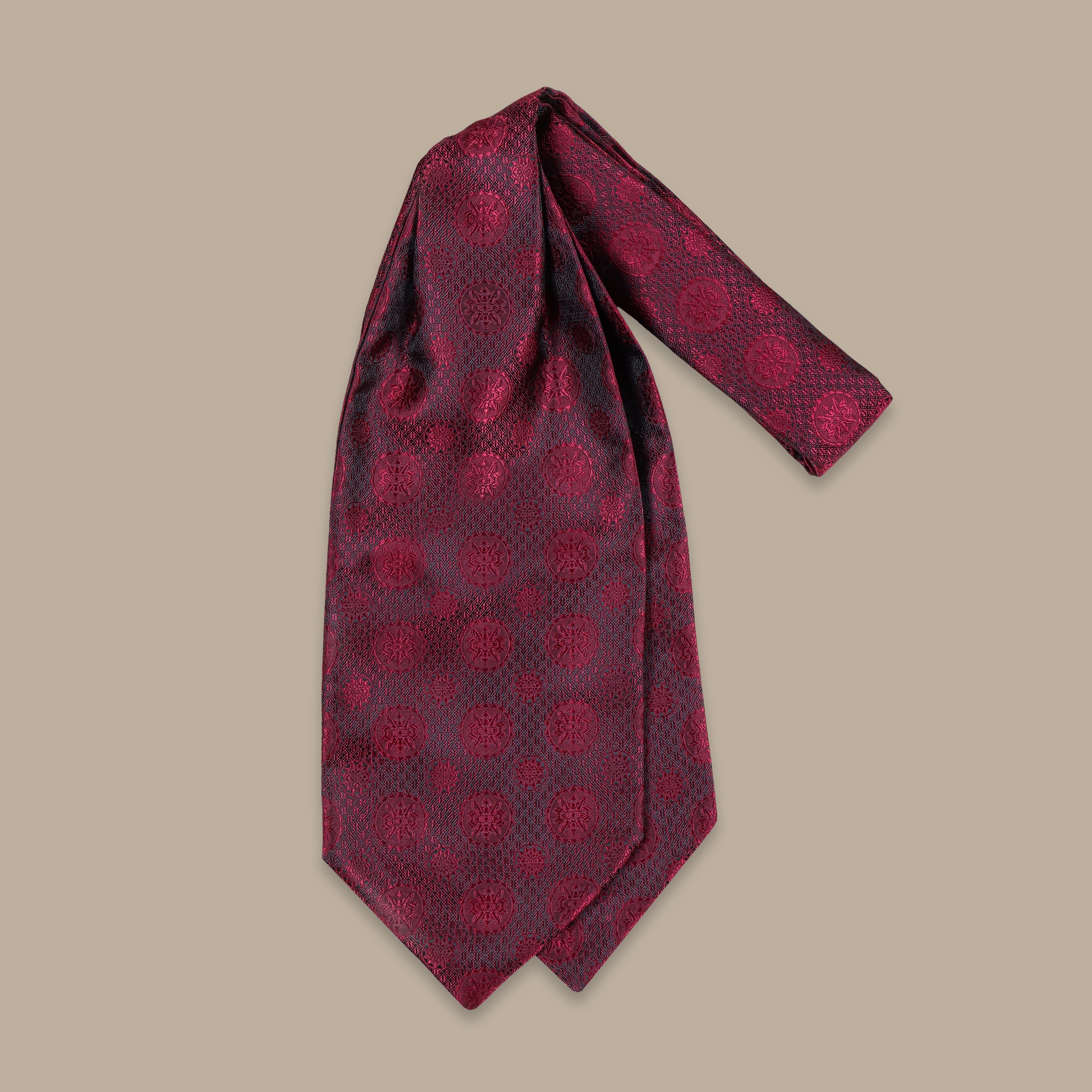 Burgundy Ascot with Circular Floral Pattern