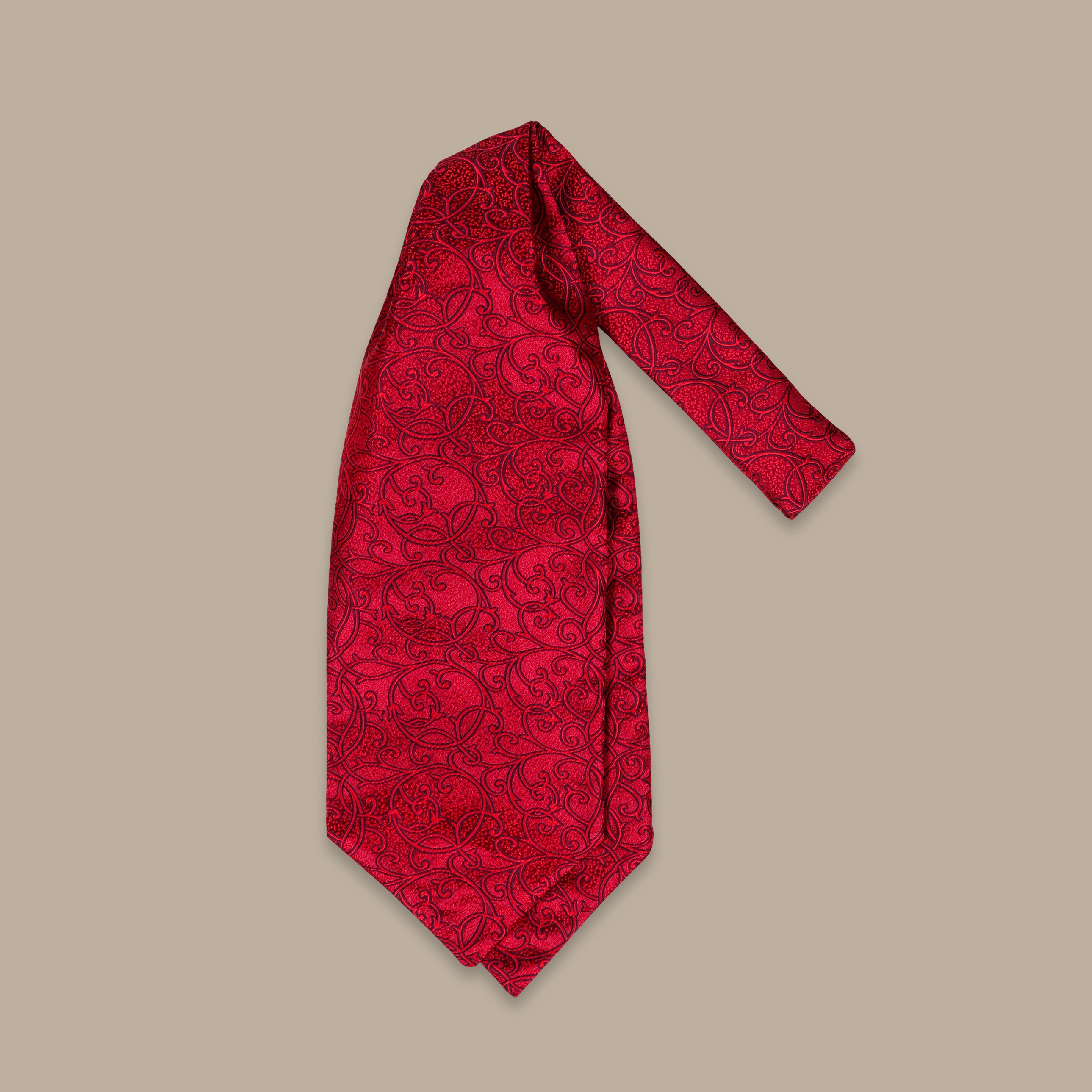 Red Ascot with Small Floral Leaf Pattern
