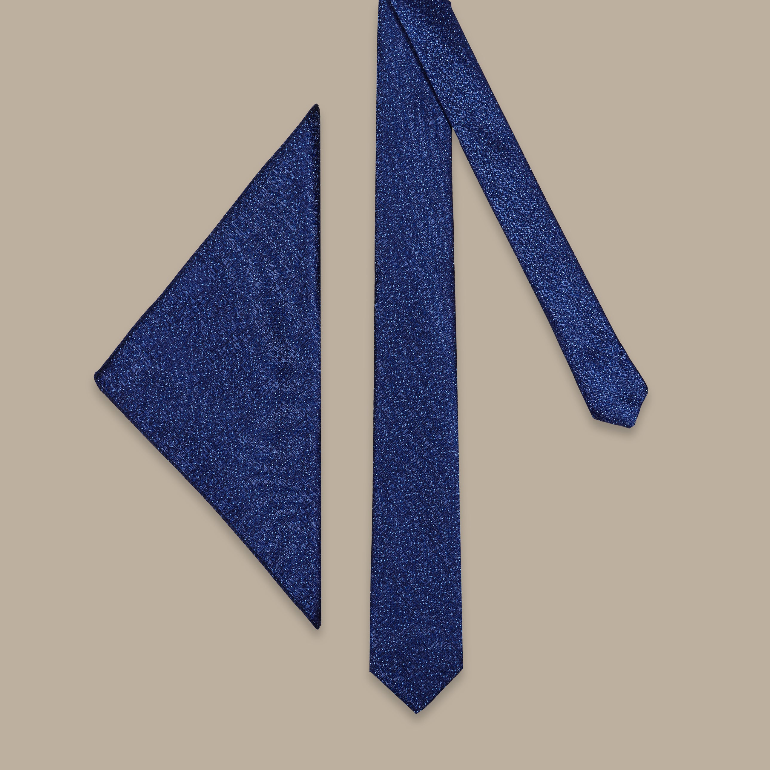 Navy Slim Tie with Light Blue Mons Pattern – 2-Piece Set