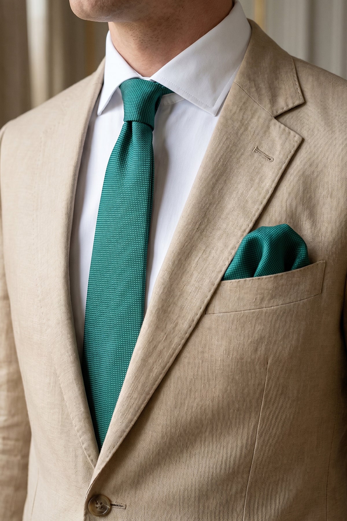 2pcs Piquet Slim Tie Green