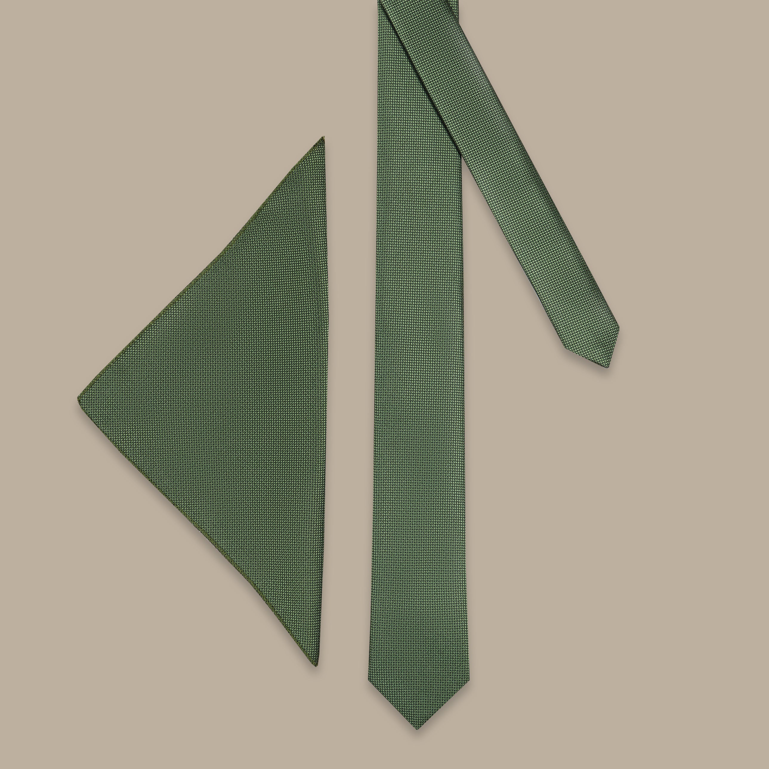 2pcs Piquet Slim Tie Khaki