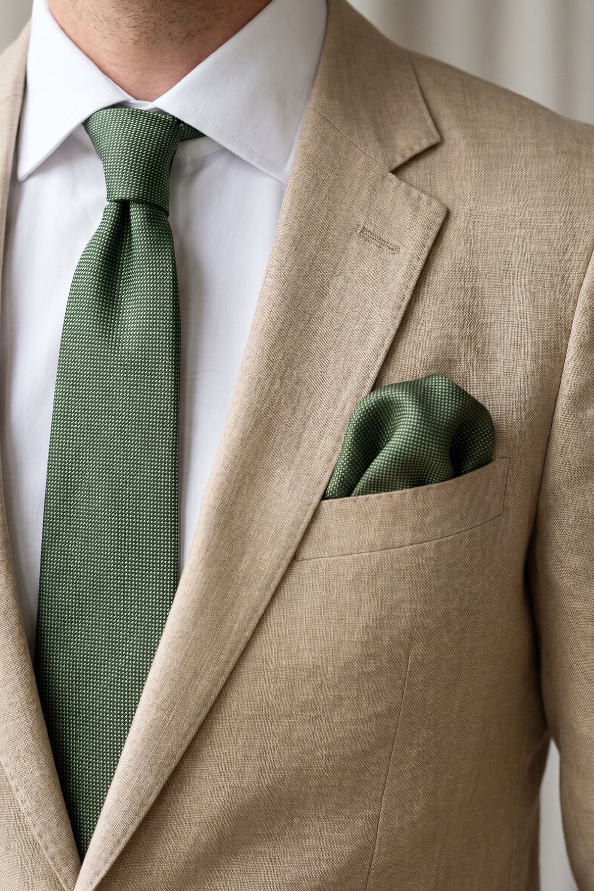 2pcs Piquet Slim Tie Khaki