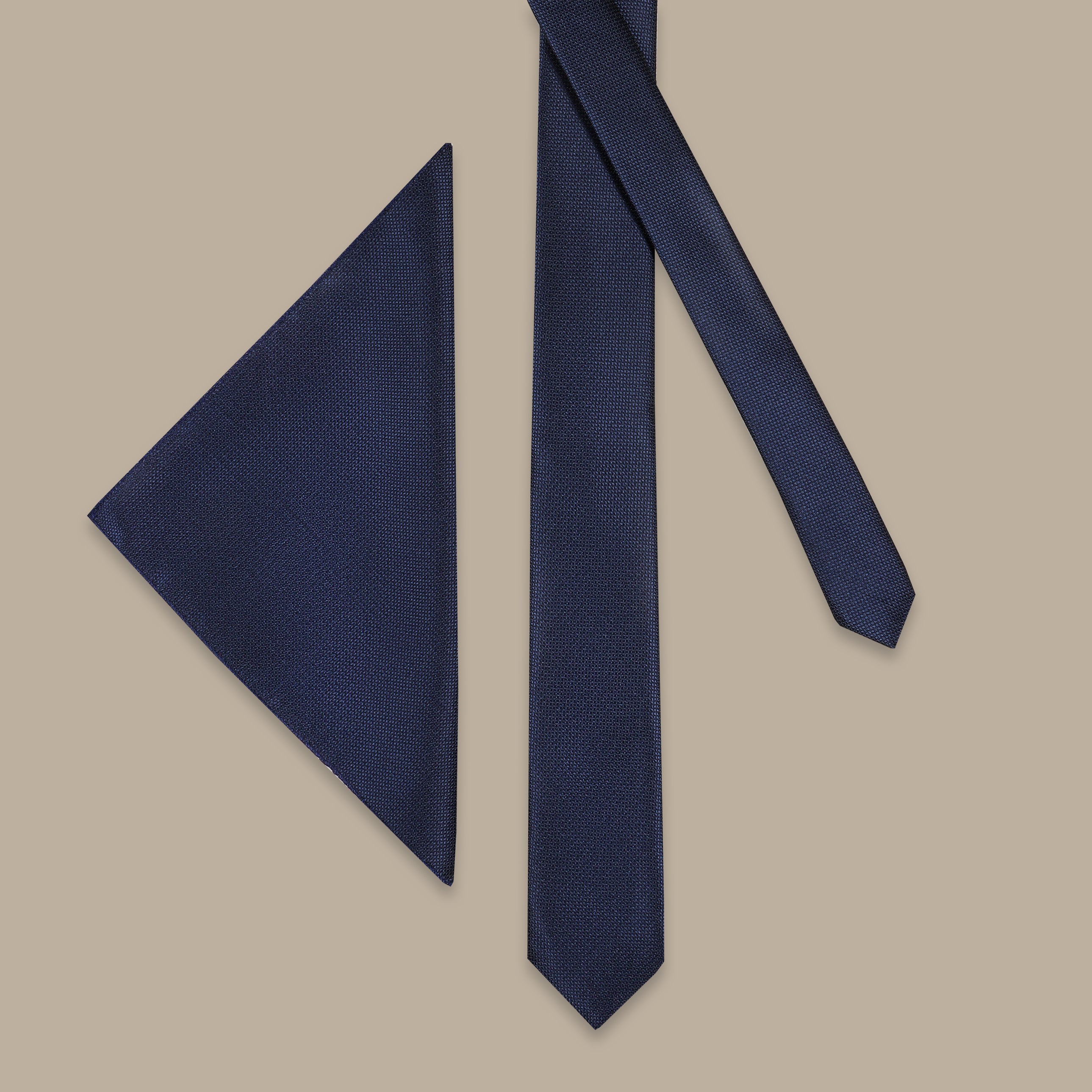 Dark Navy Piqué Slim Fit Tie – 2 Pieces