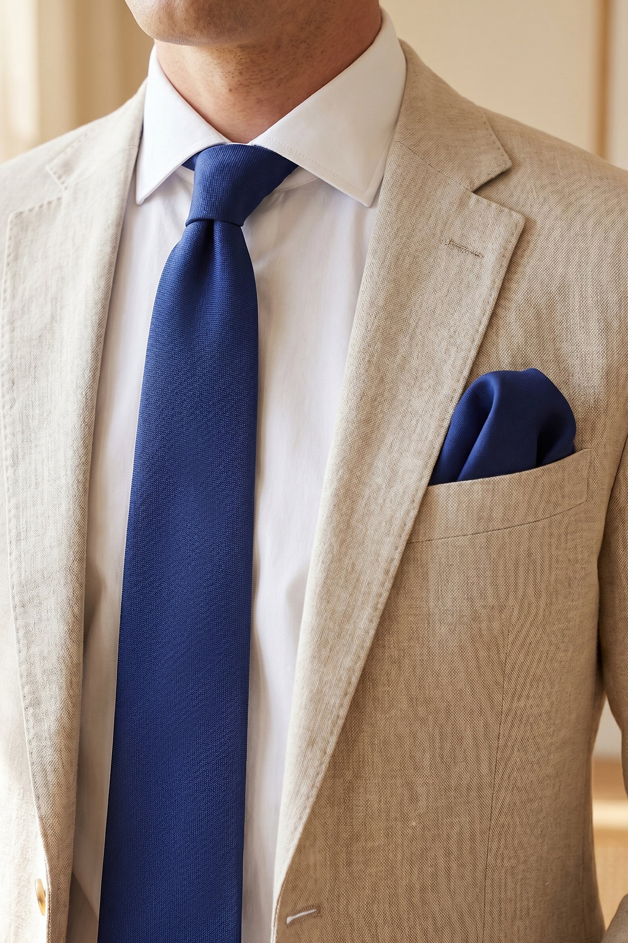 2pcs Satin Slim Tie Navy