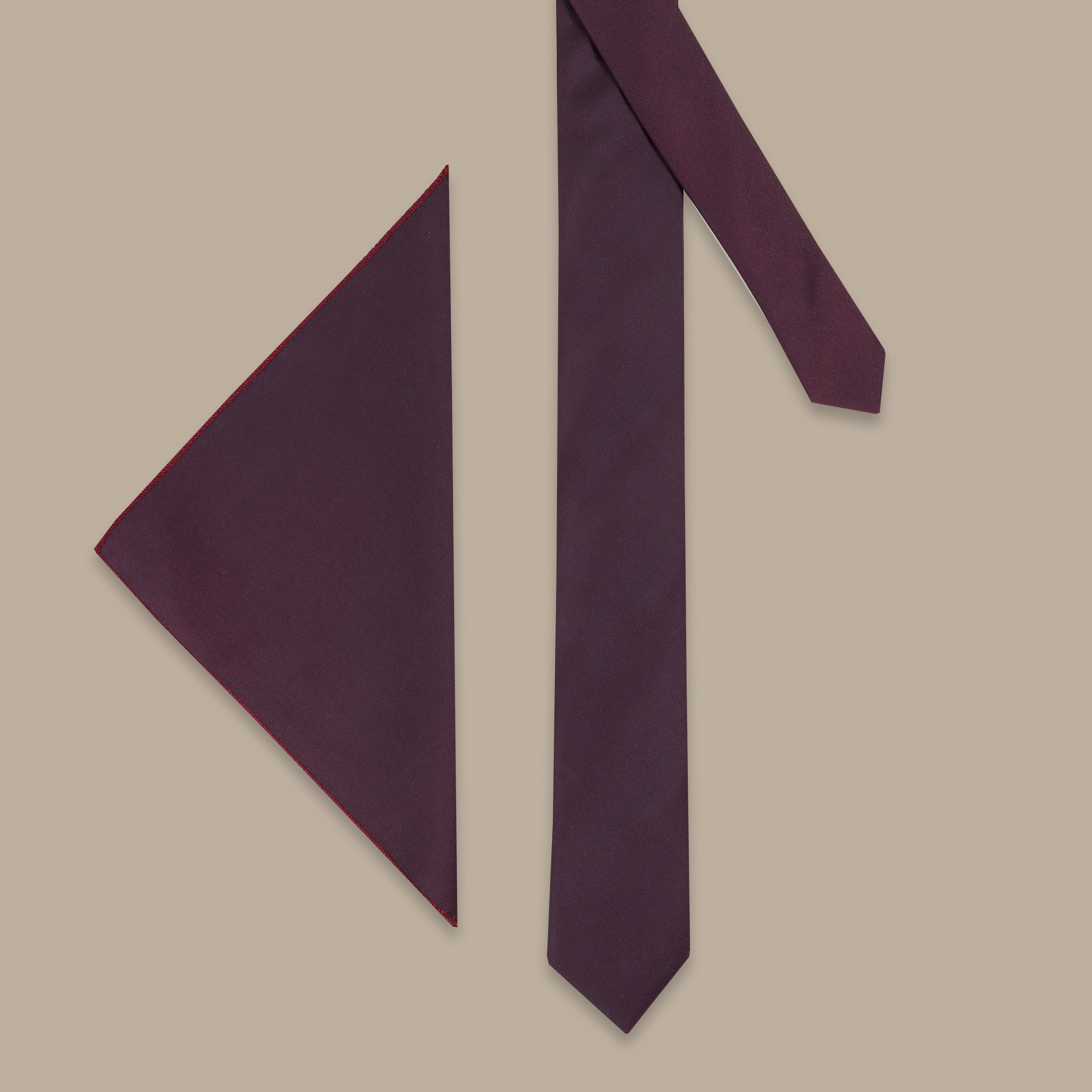2pcs Satin Slim Tie Burgundy