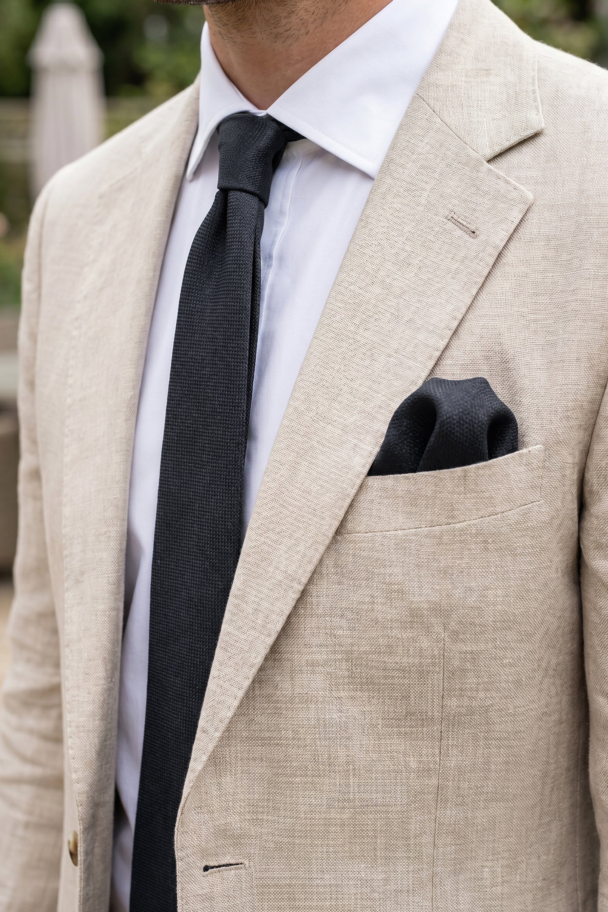 2pcs Structured Tie Black