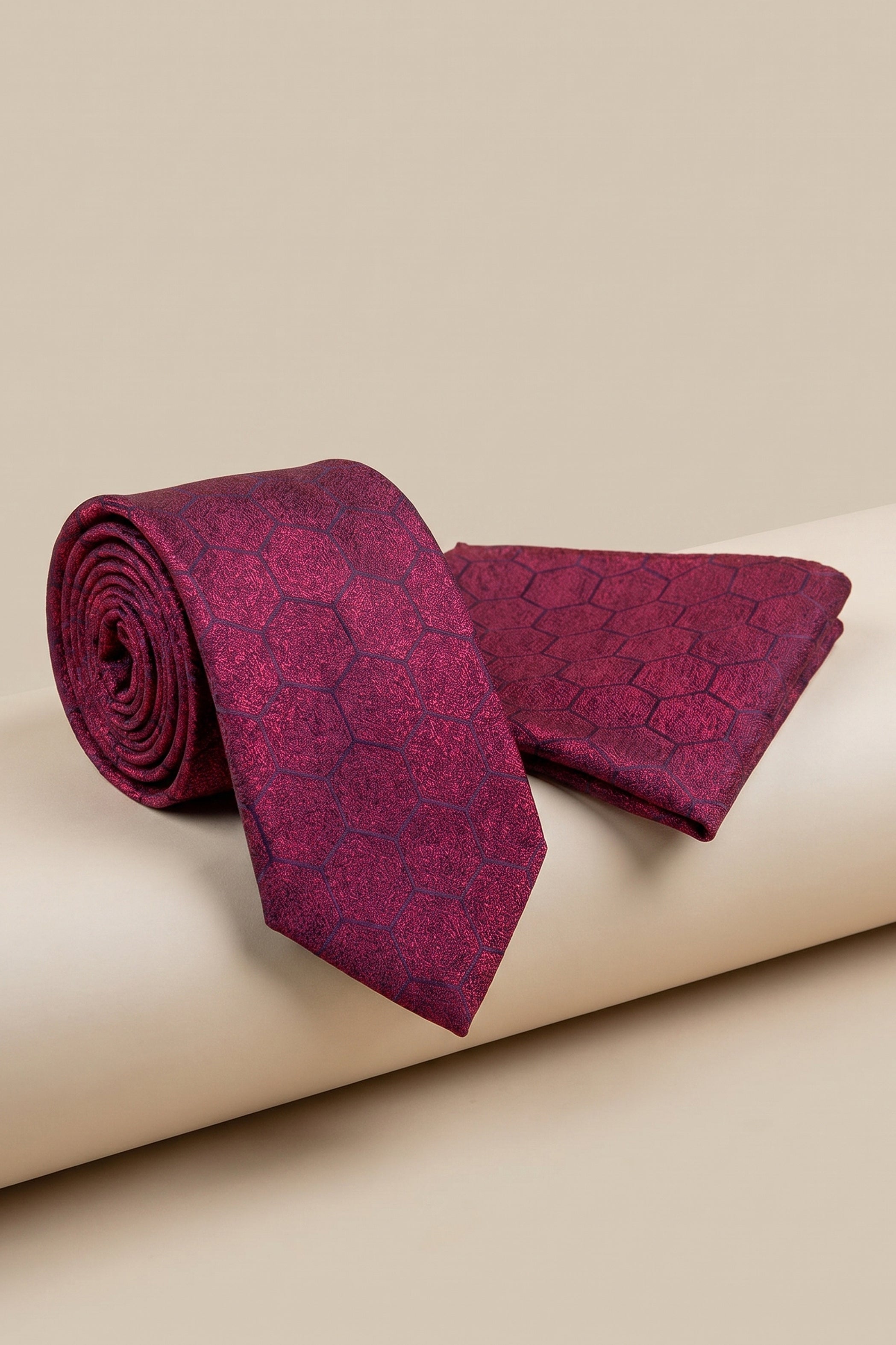 Purple Hexagon Pattern Tie – 2 Pieces
