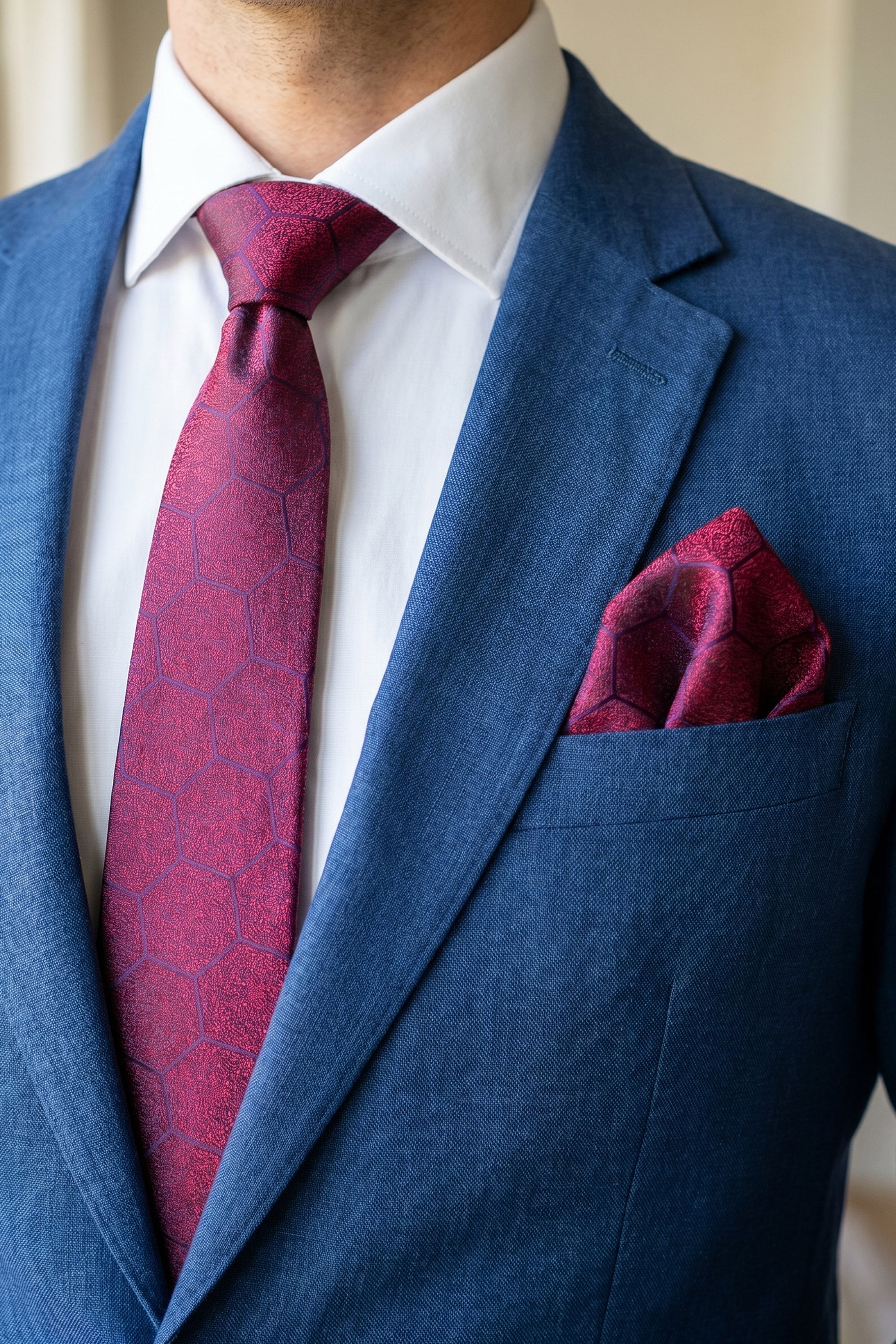Purple Hexagon Pattern Tie – 2 Pieces