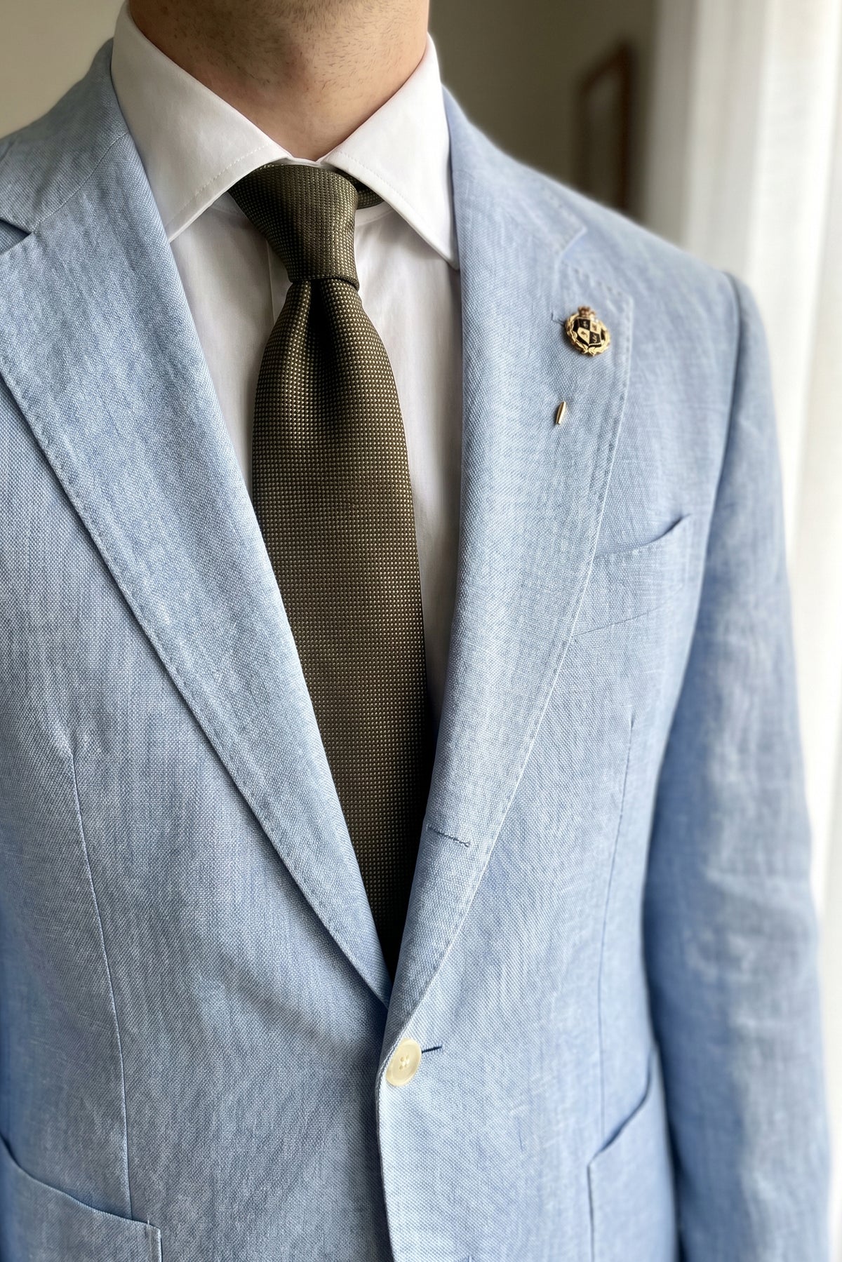 Khaki Slim Piqué Tie