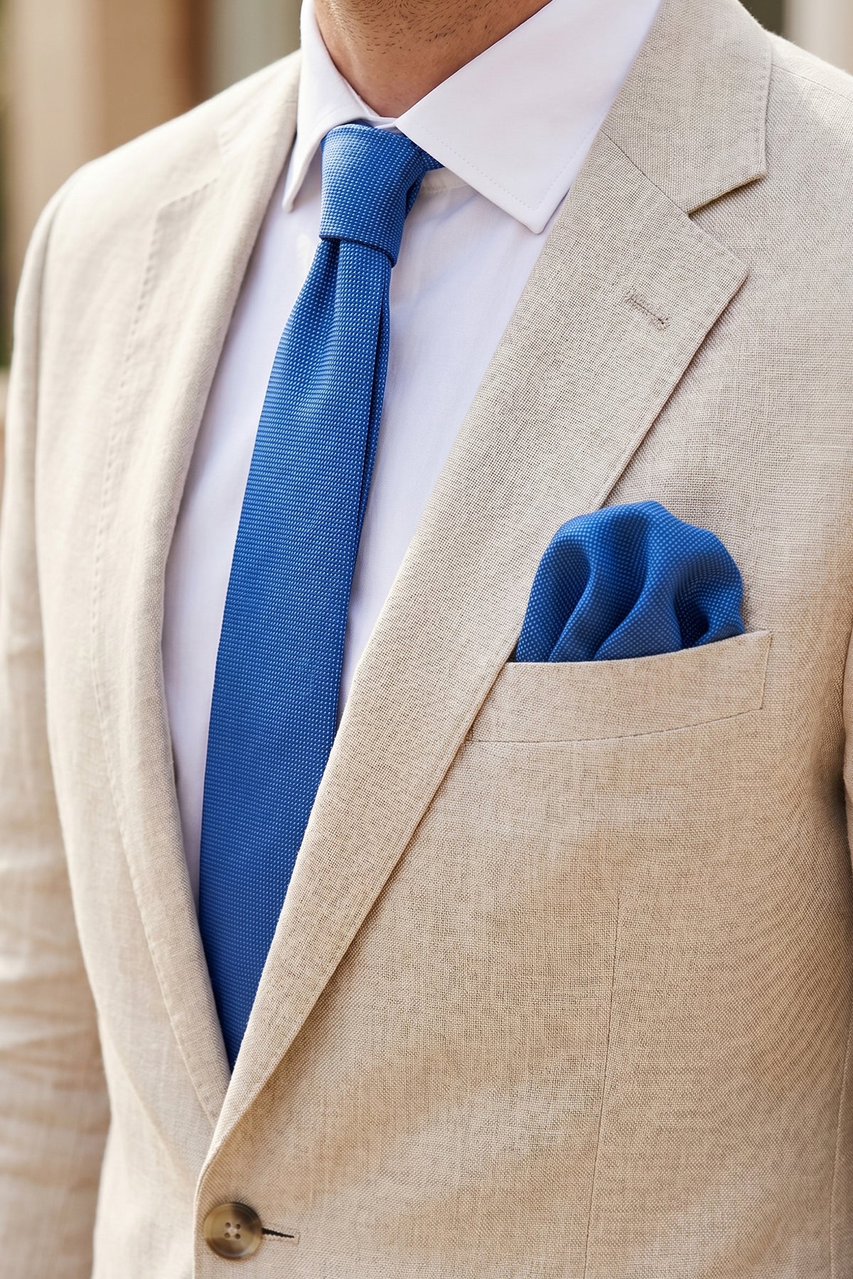 Blue Piqué Slim Fit Tie