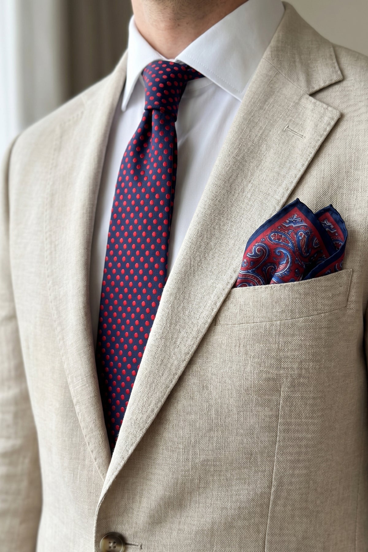 Polka Dots: Navy Woven Tie