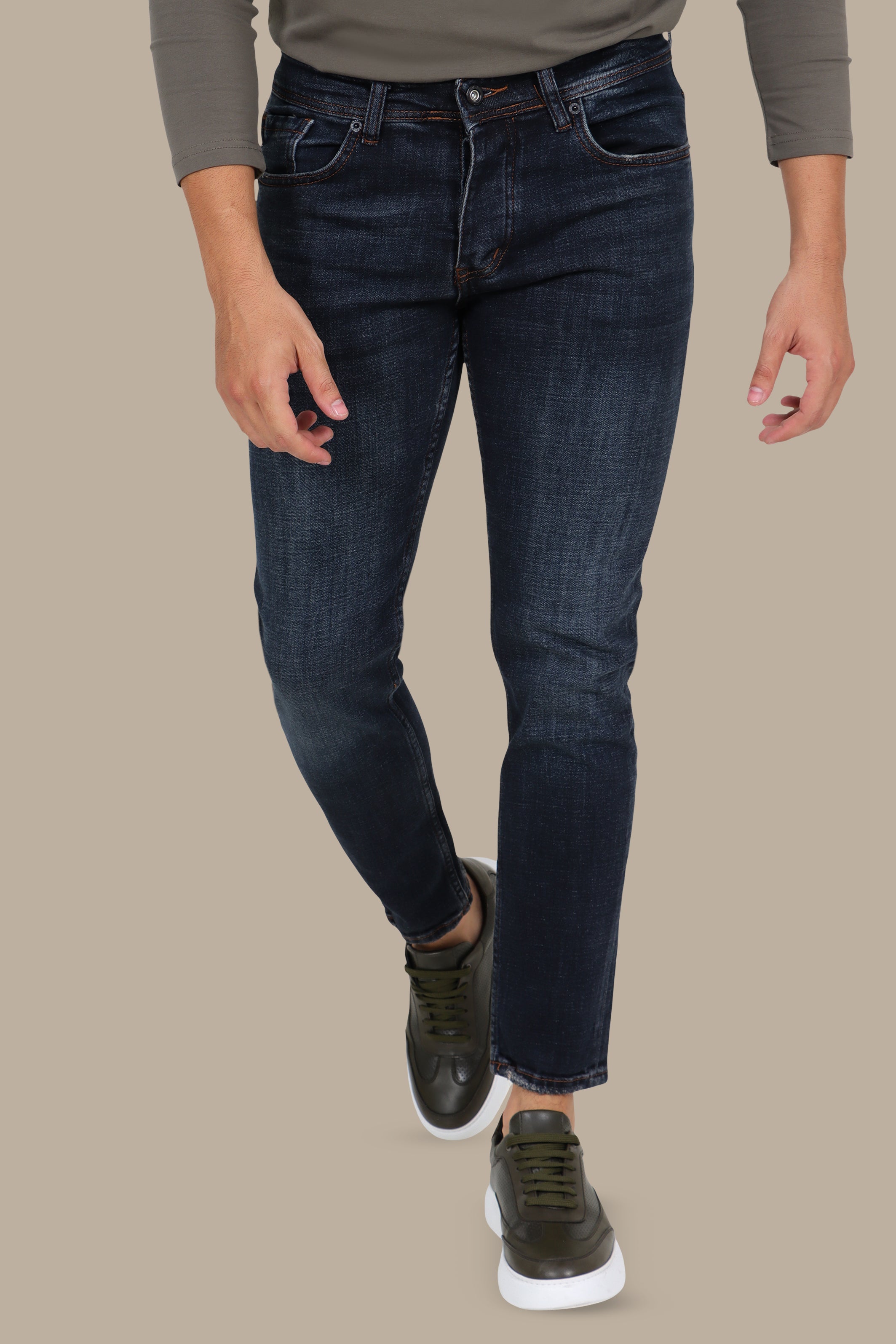 Dark Navy Tie-Dye Slim Jeans