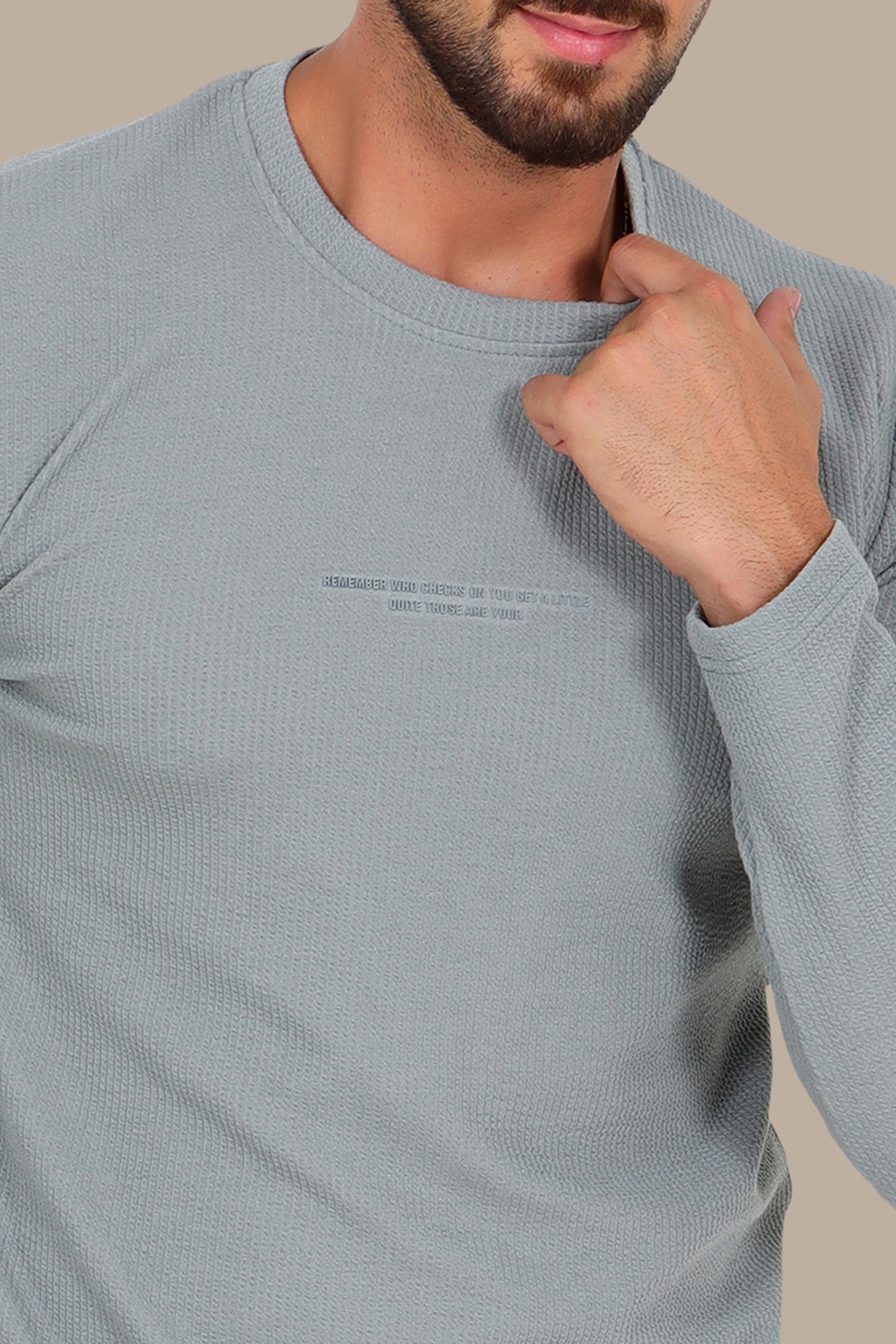 Grey “Who Checks” Ribbed Long Sleeve