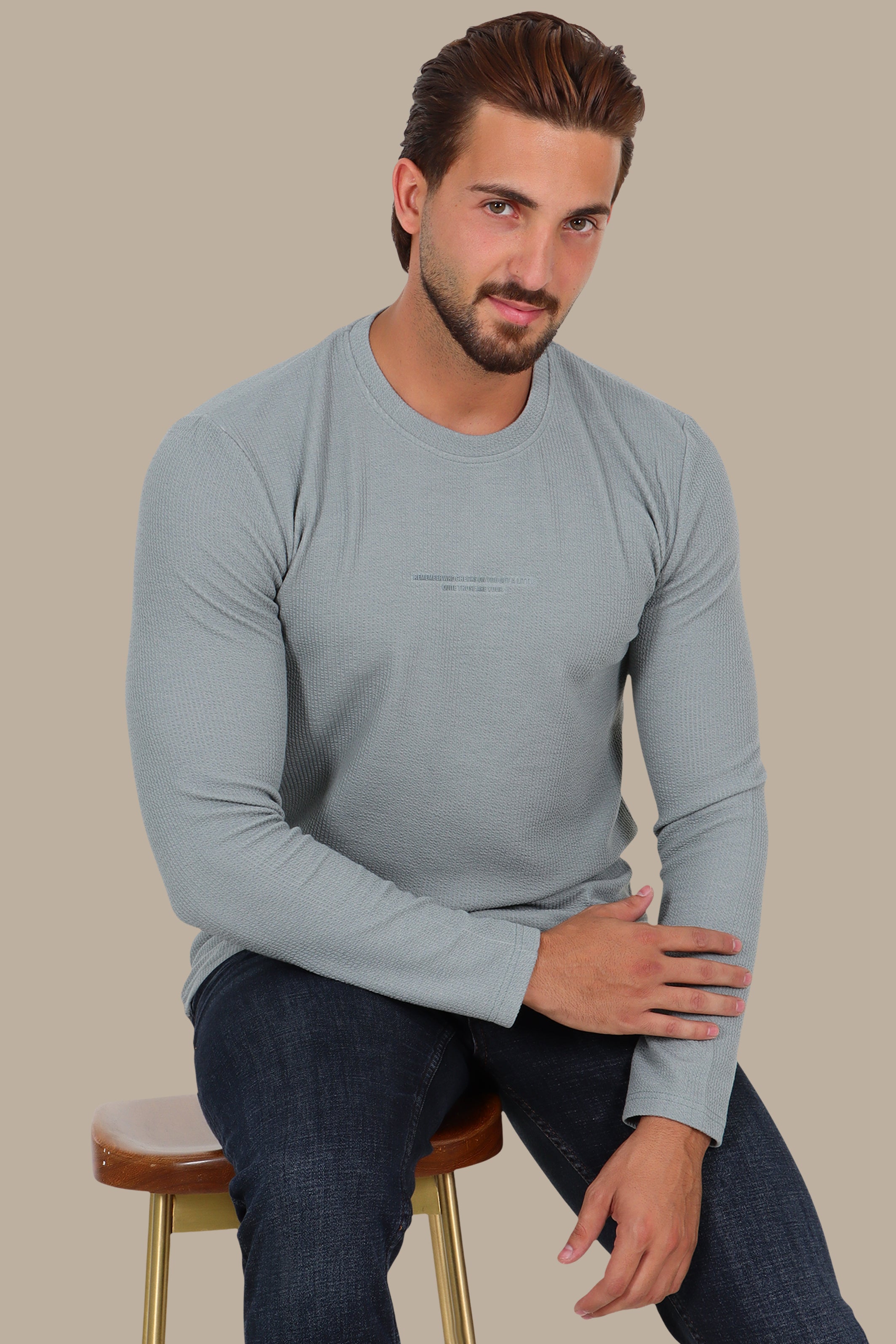 Grey “Who Checks” Ribbed Long Sleeve