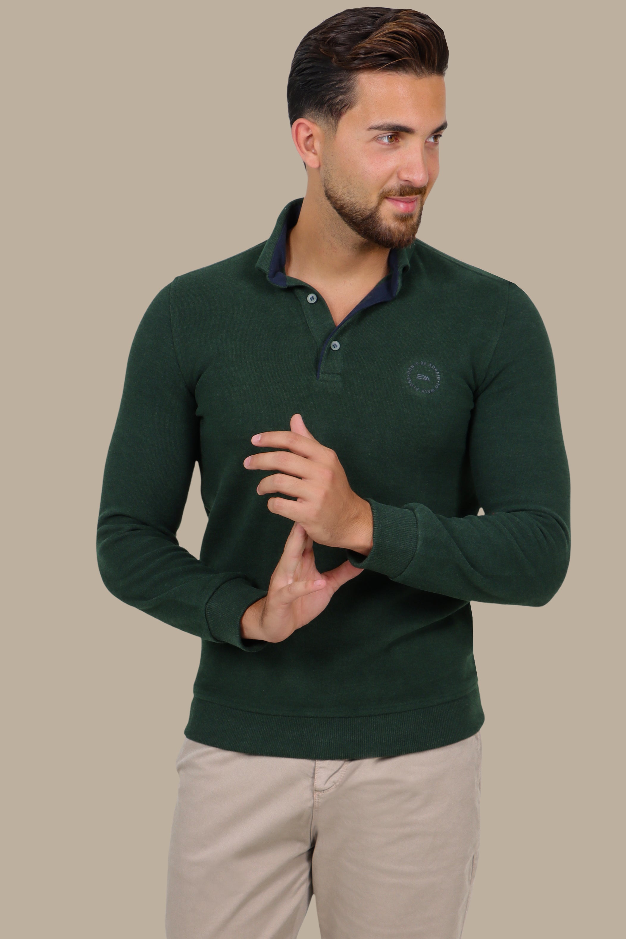 Sleek Elegance: Green Velvet Polo