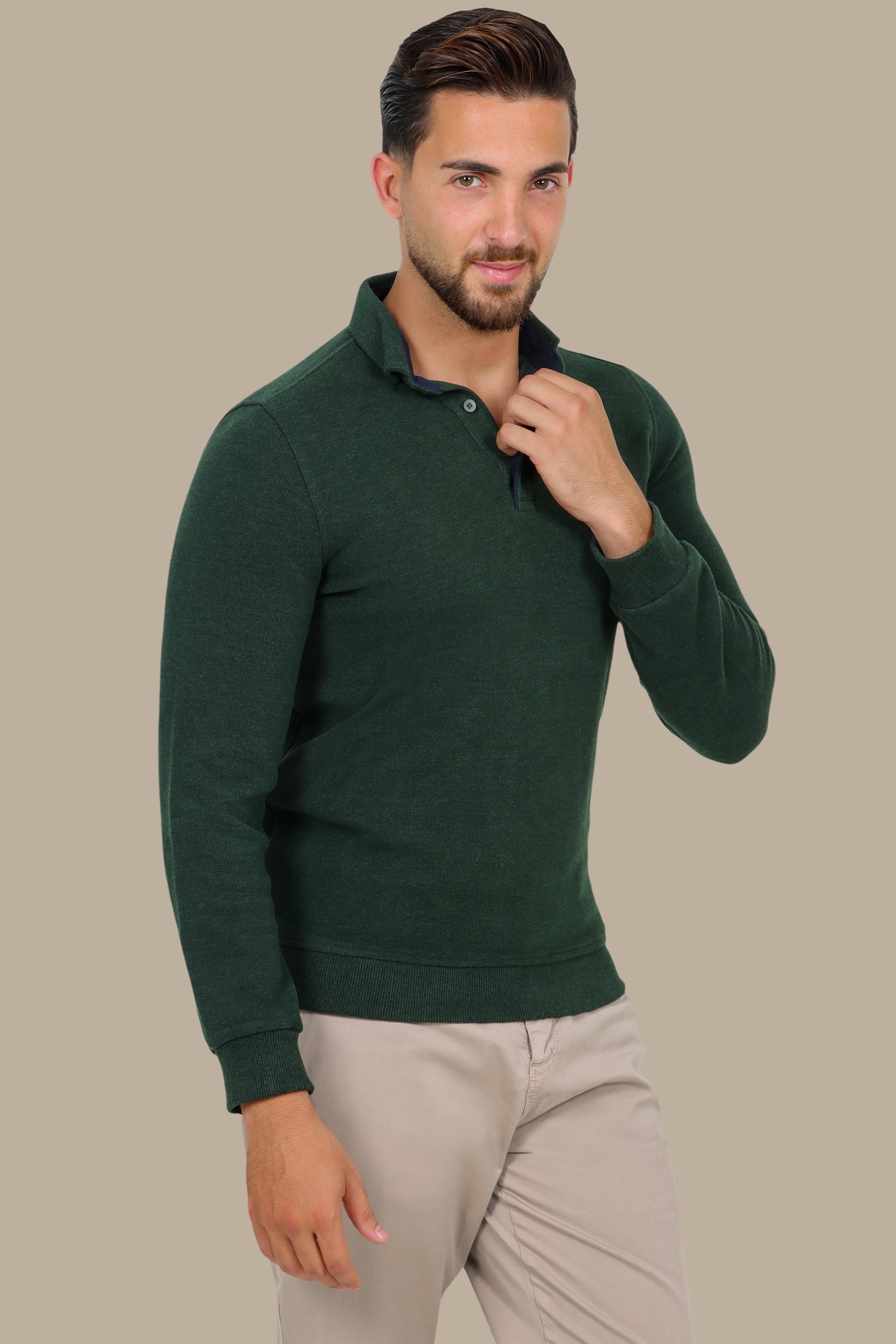 Sleek Elegance: Green Velvet Polo