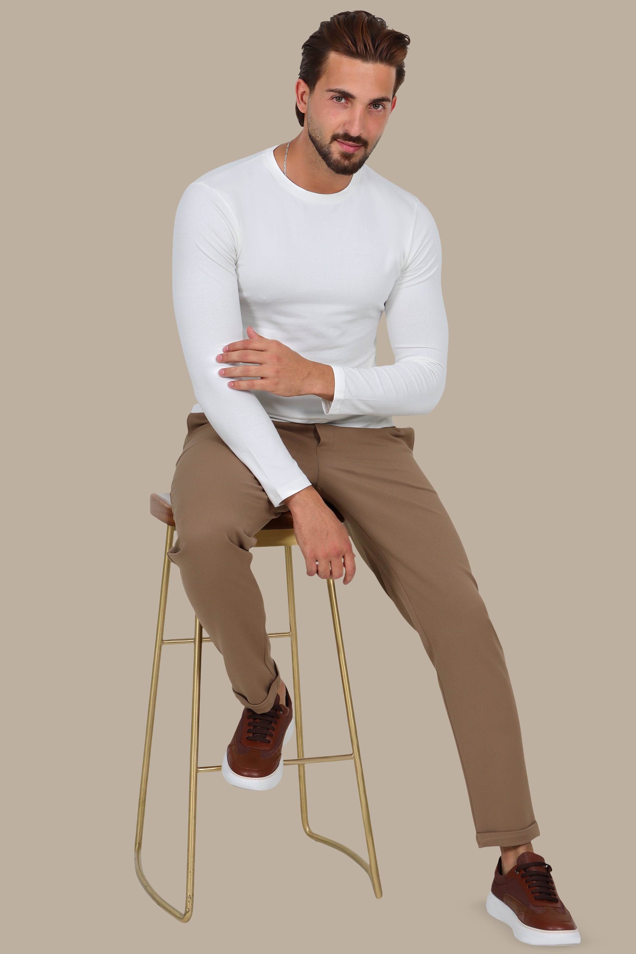 White Basic Long Sleeve Top