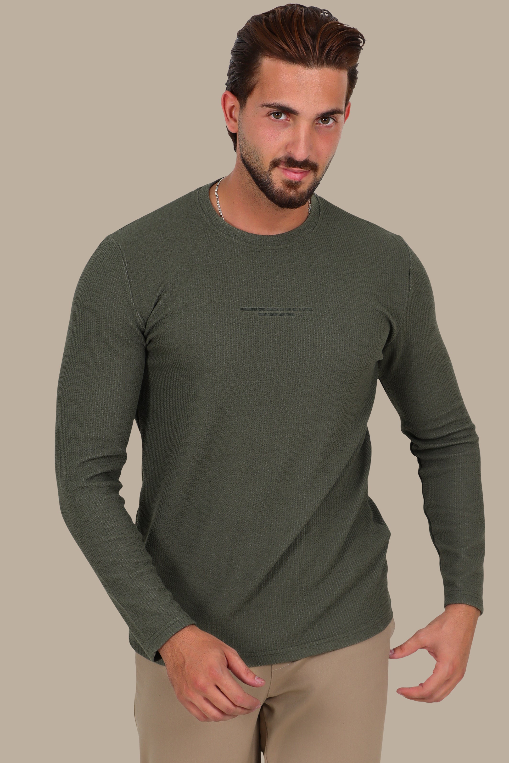 Olive “Who Checks” Ribbed Long Sleeve