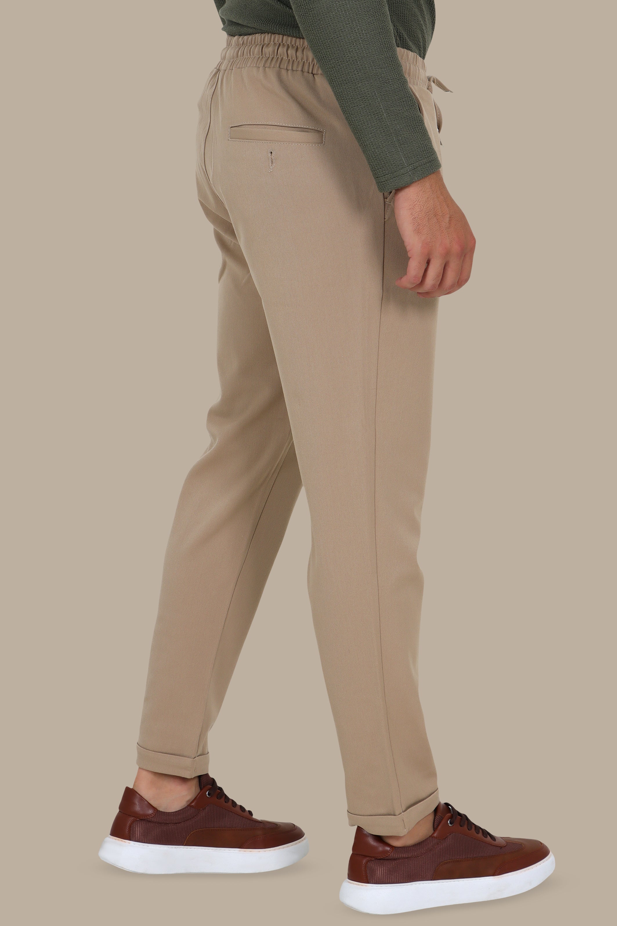 Beige Slim-Fit Jogger Pants