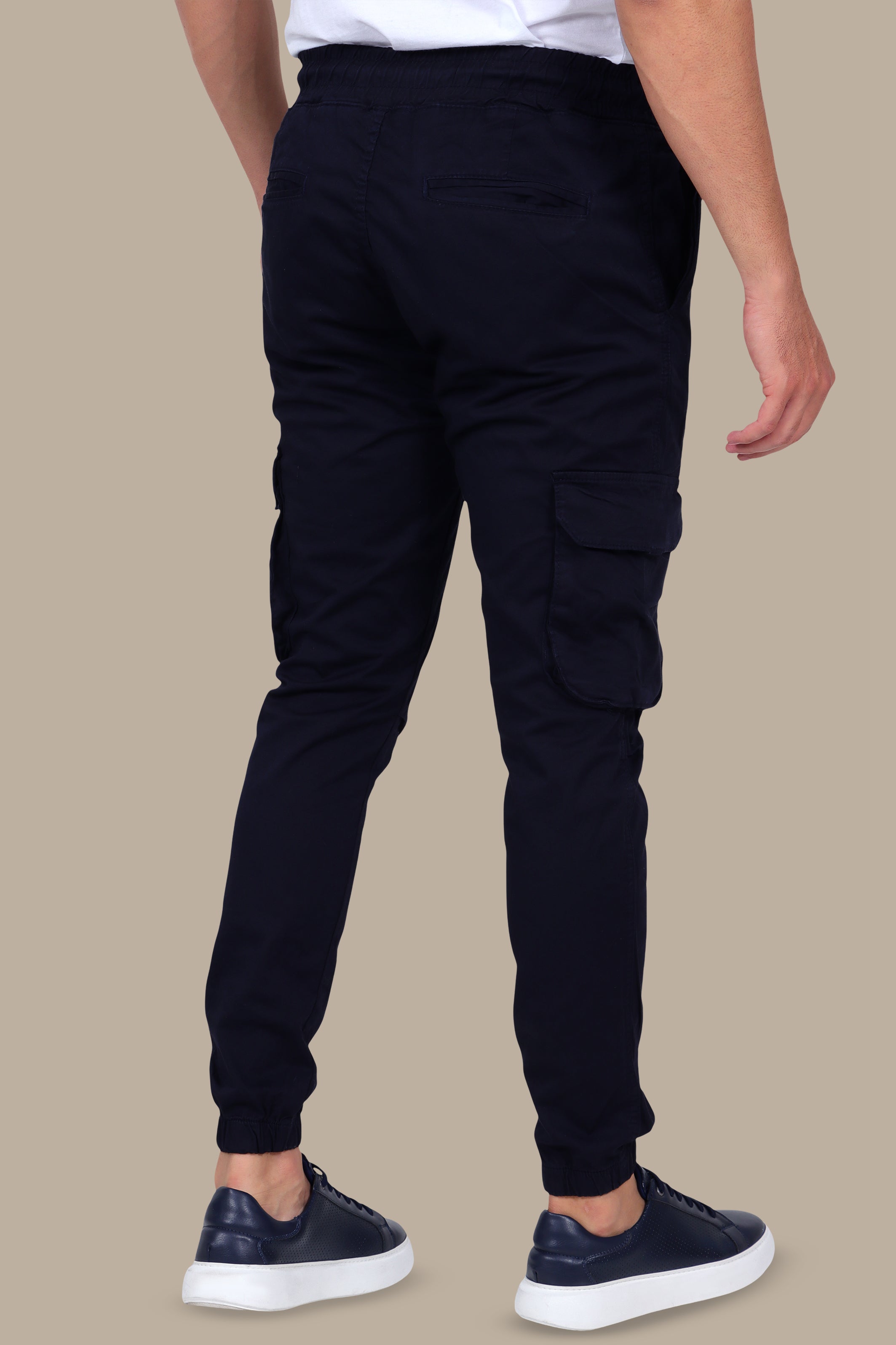 Navy Cargo Pants With Band