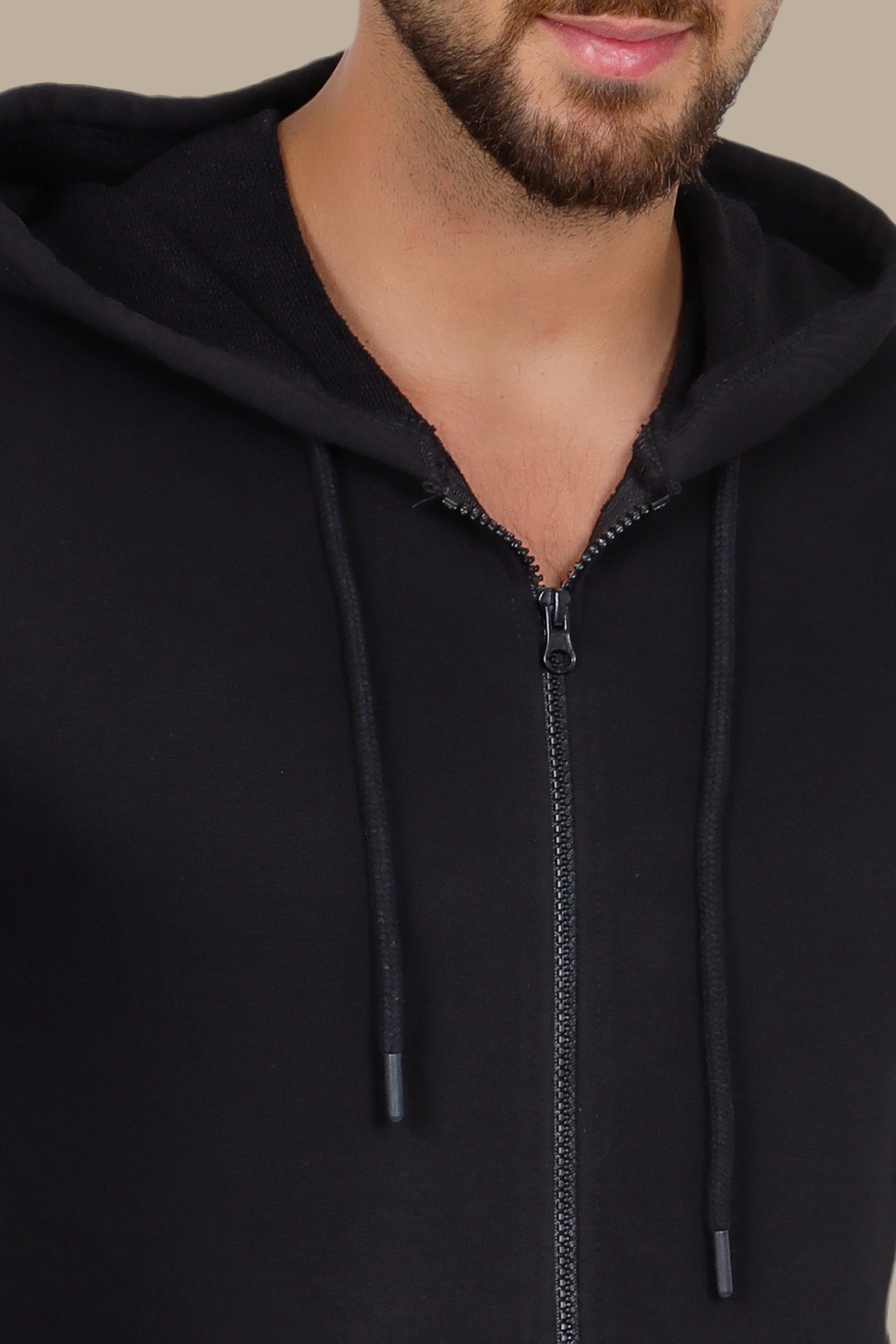 Black Full-Zip Basic Hoodie