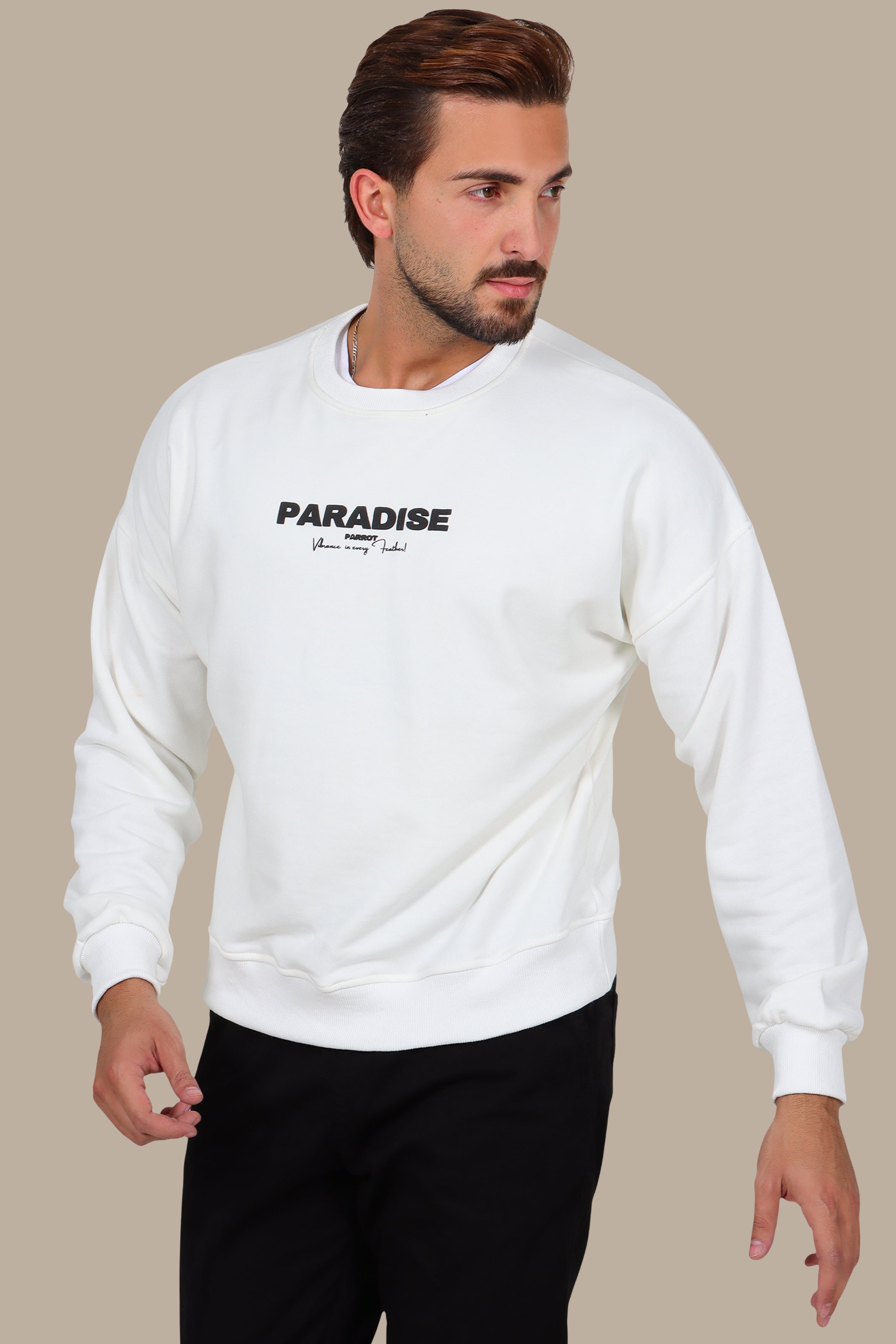 Paradise Printed Sweatshirt with Parrot Design