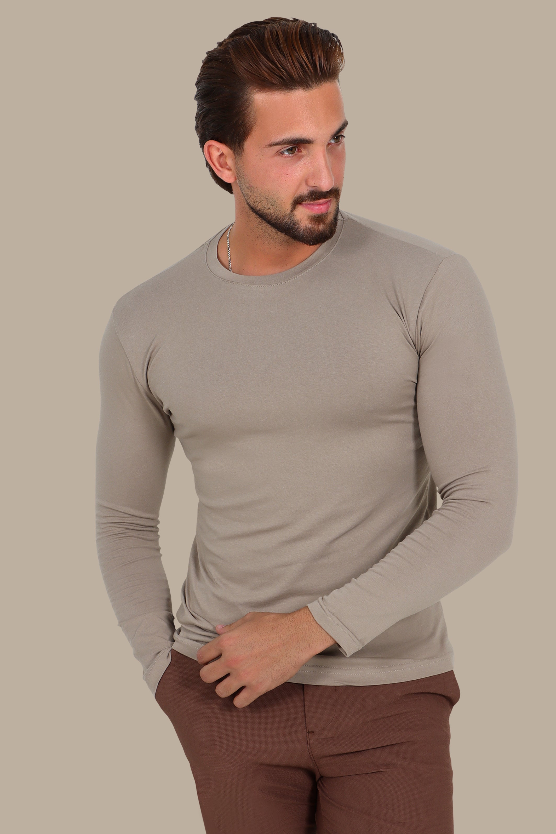 Mocha Basic Long Sleeve Top