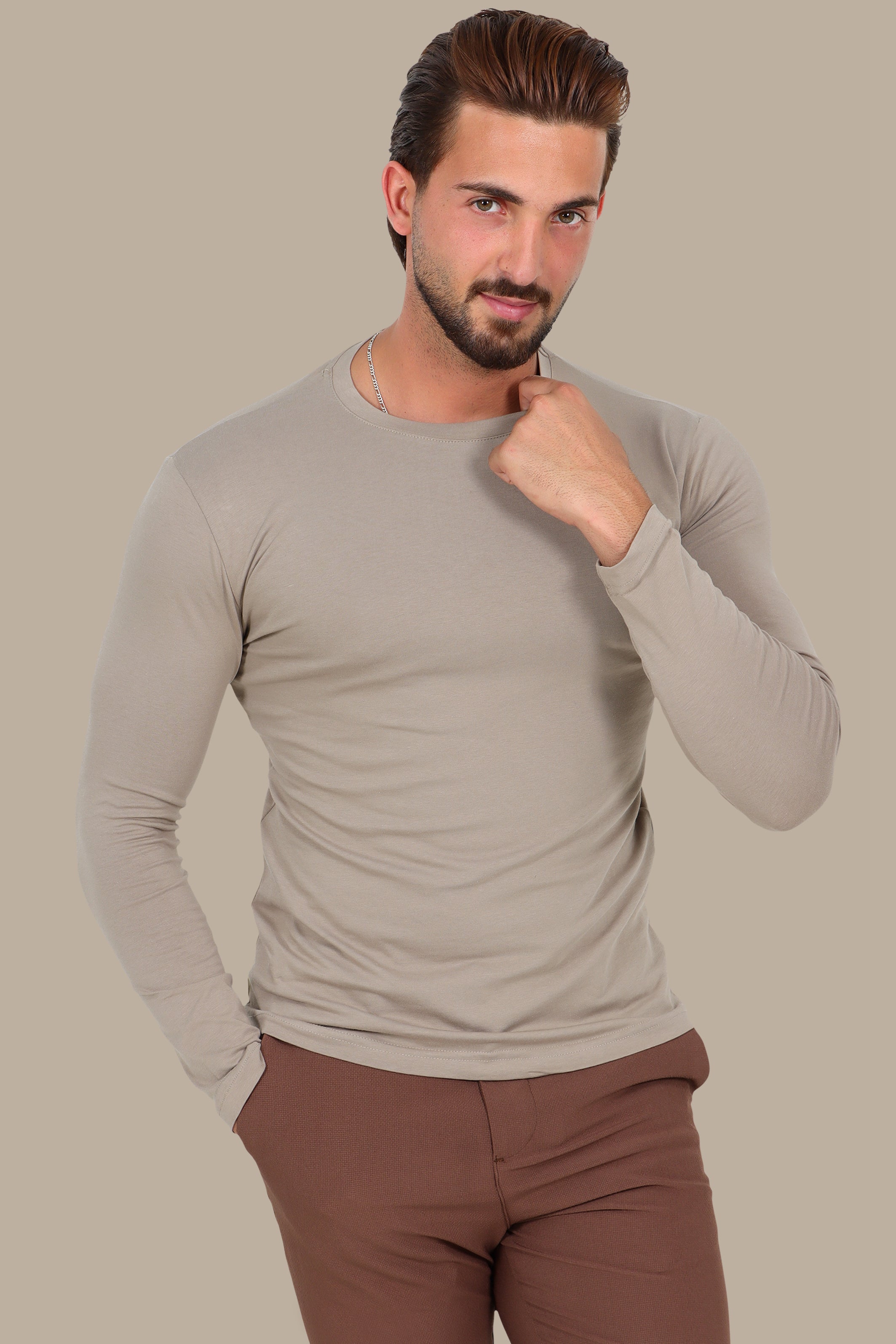 Mocha Basic Long Sleeve Top