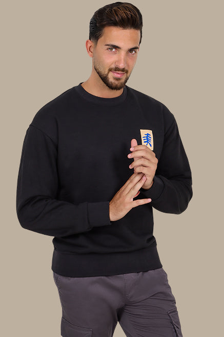 Expressive Edge: Black Sweatshirt with Back Face Print