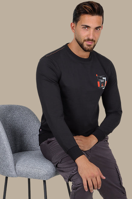 Dreamy Nights in Black: Printed Sweatshirt Chic