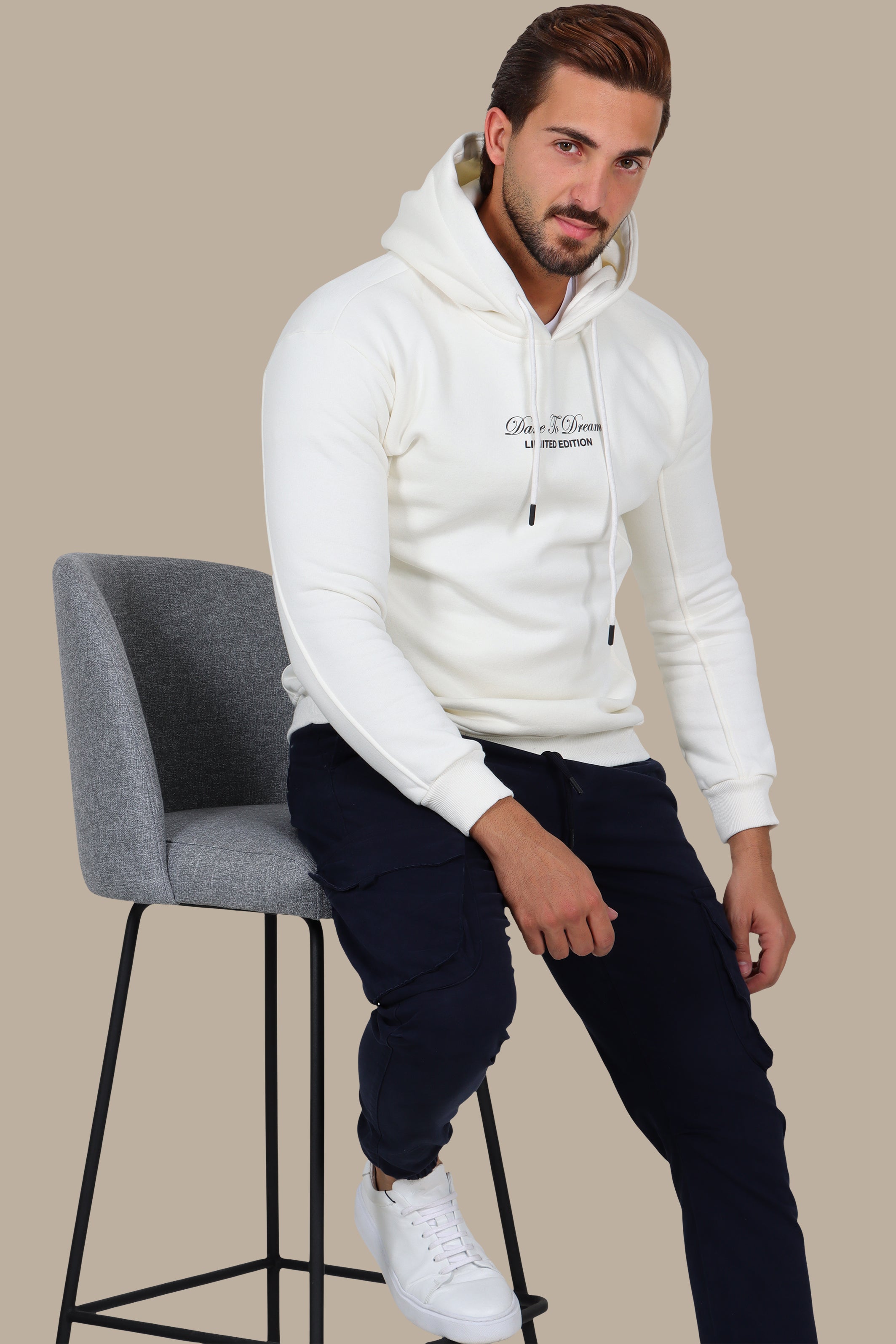 Dream Big: Oversized Printed Hoodie White