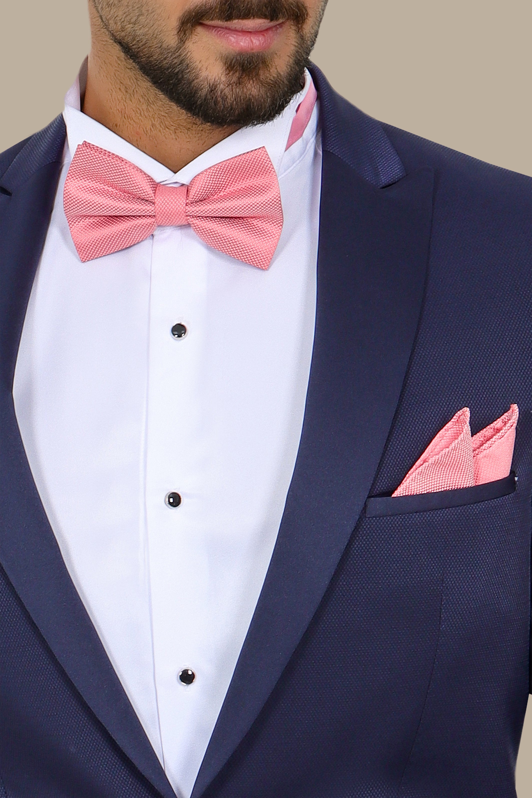 Midnight Elegance: Navy Tuxedo with Peak Lapel
