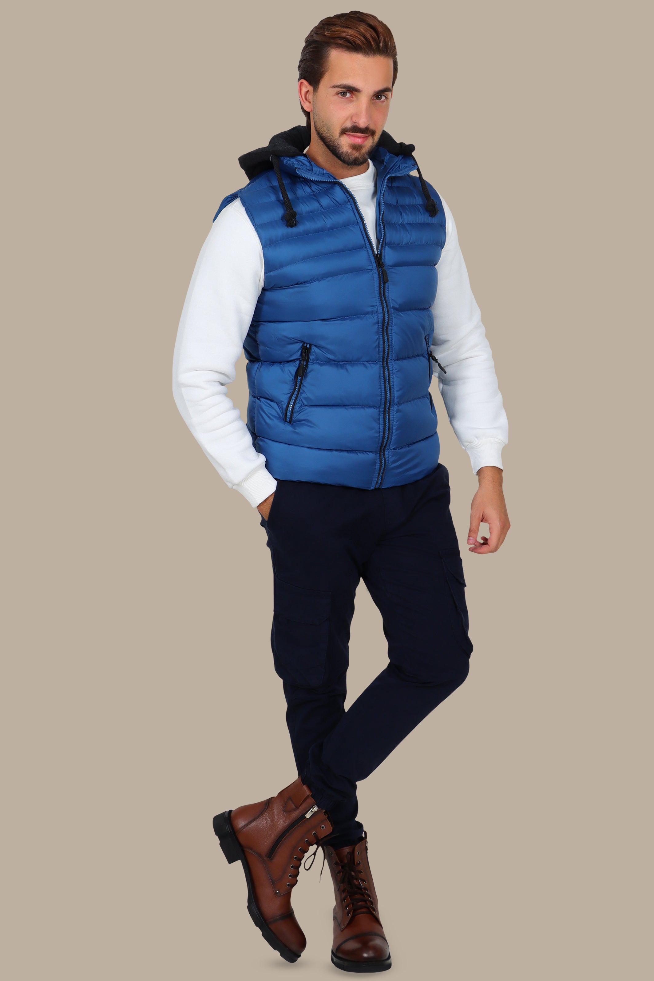 Blue Basic Puffer Vest